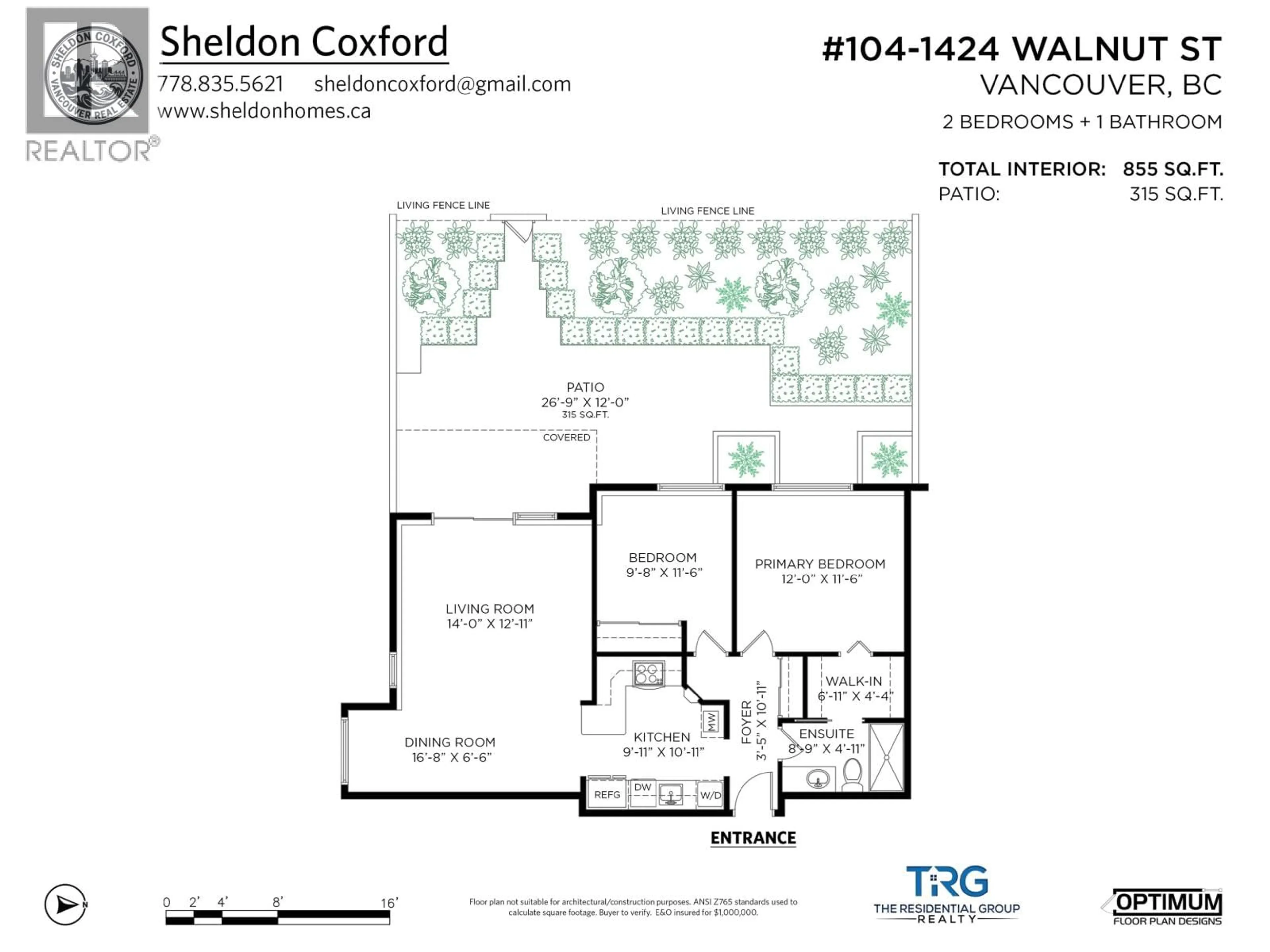 Floor plan for 104 - 1424 WALNUT STREET, Vancouver British Columbia V6J3R3