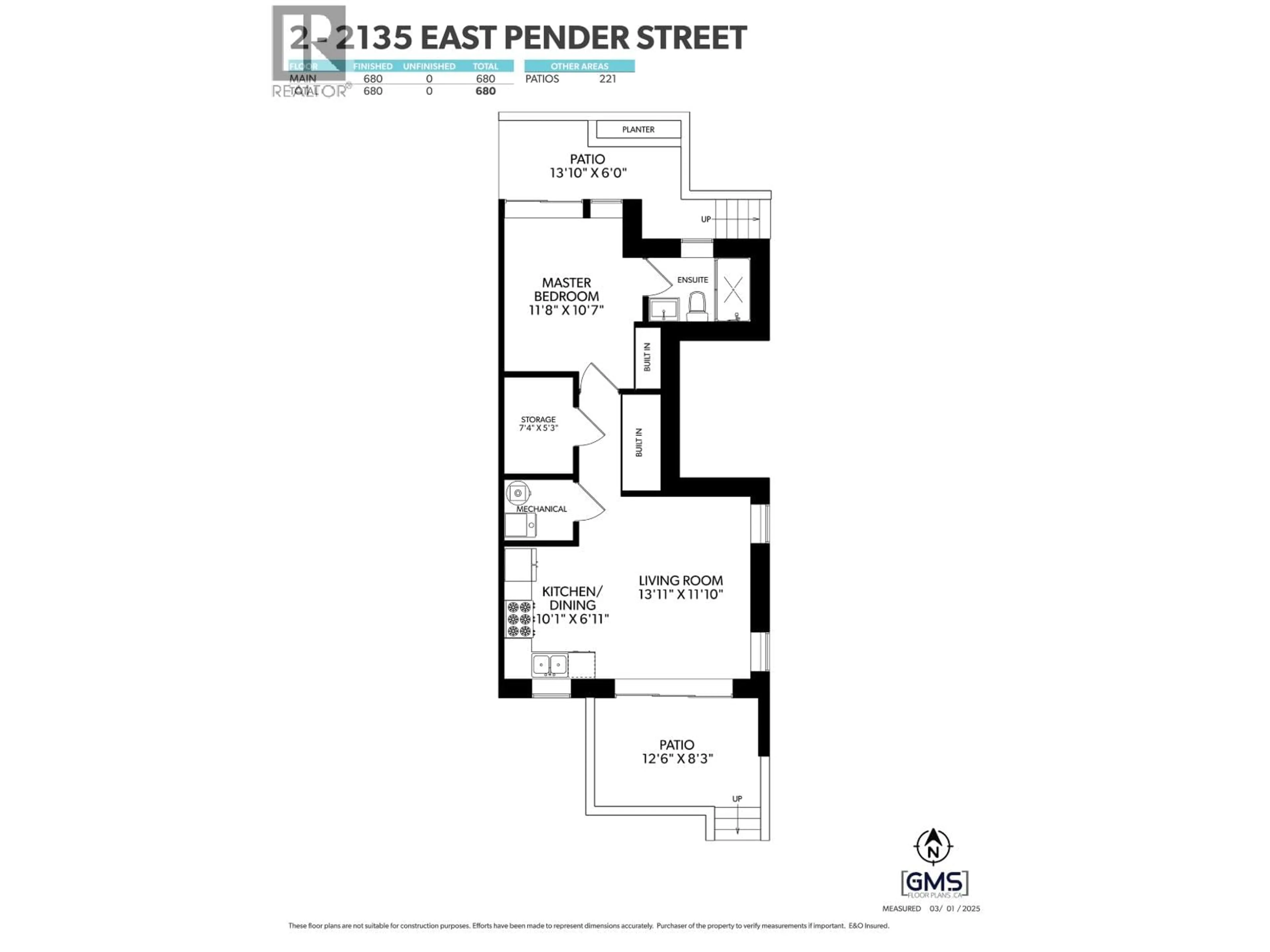 Floor plan for 102 - 2135 PENDER STREET, Vancouver British Columbia V5L1X3