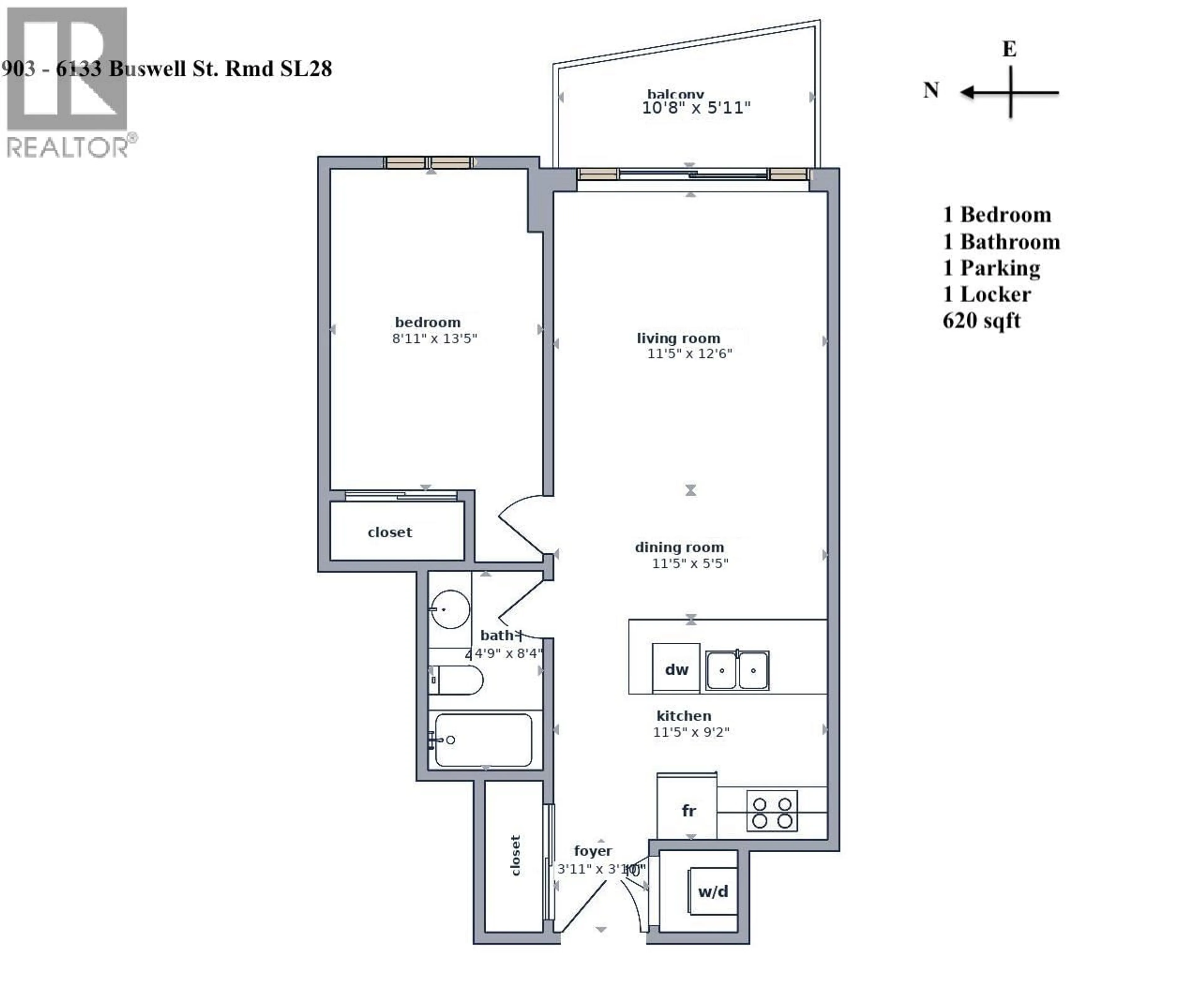 Floor plan for 903 - 6133 BUSWELL STREET, Richmond British Columbia V6Y0B2