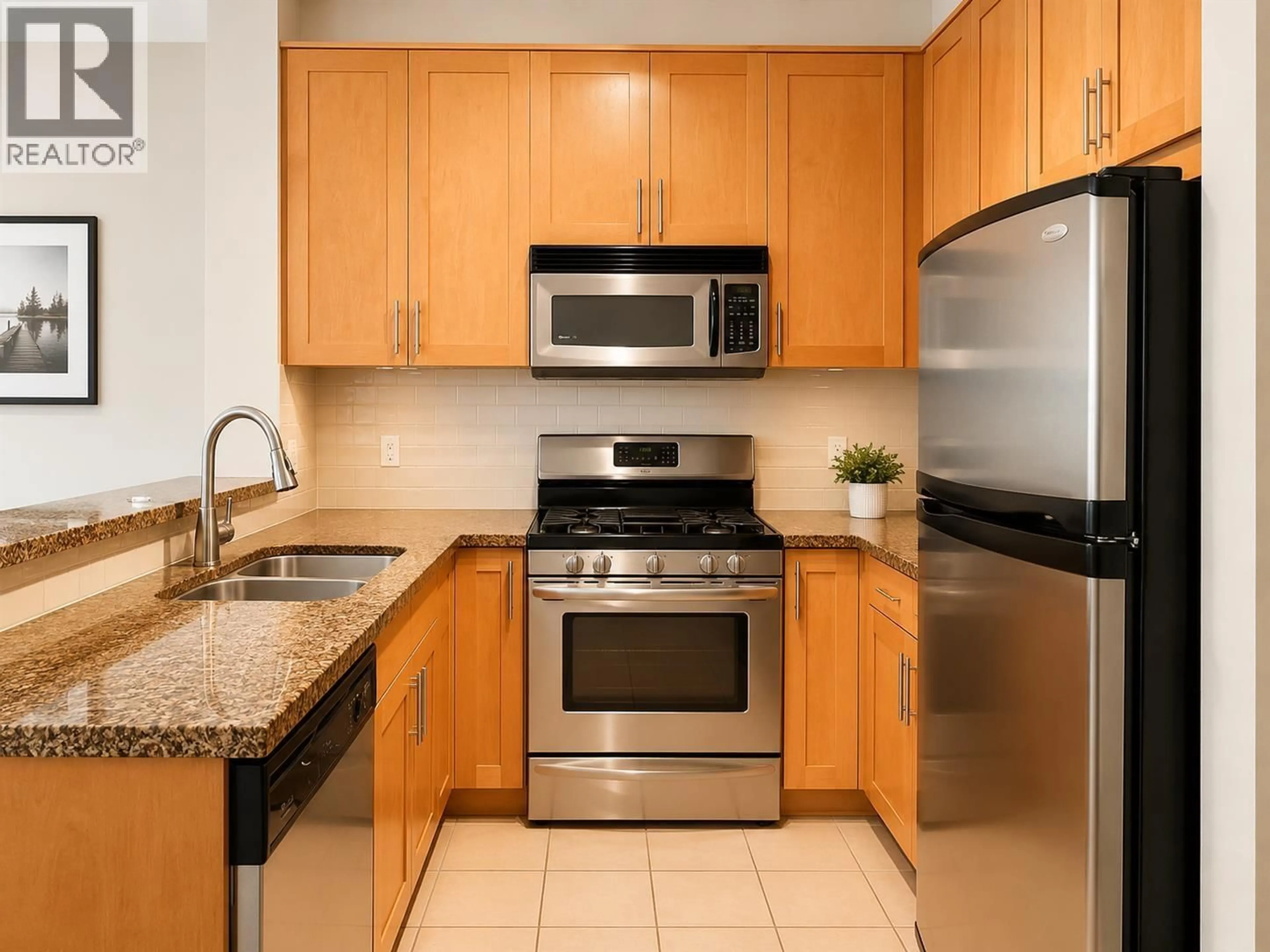 Standard kitchen, ceramic/tile floor for 205 - 4885 VALLEY DRIVE, Vancouver British Columbia V6J5M7