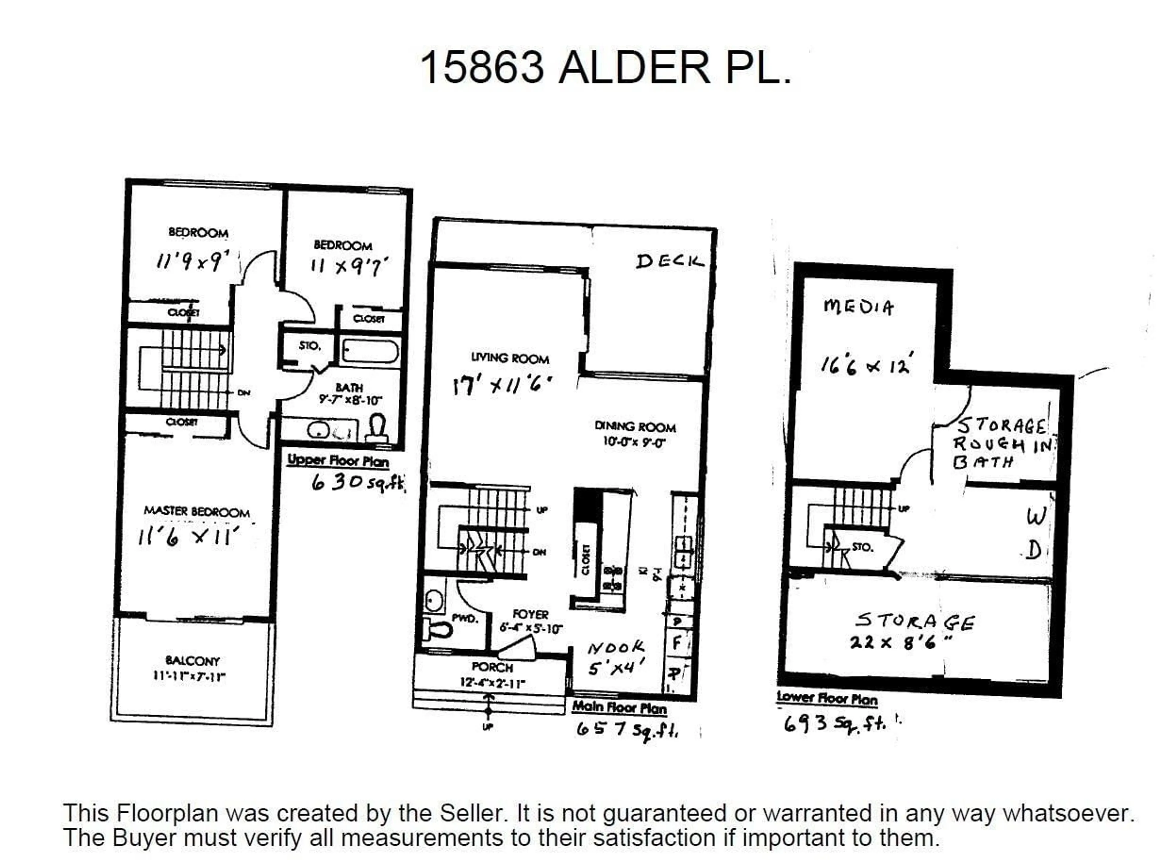 Floor plan for 15863 ALDER PLACE, Surrey British Columbia V4A5J1
