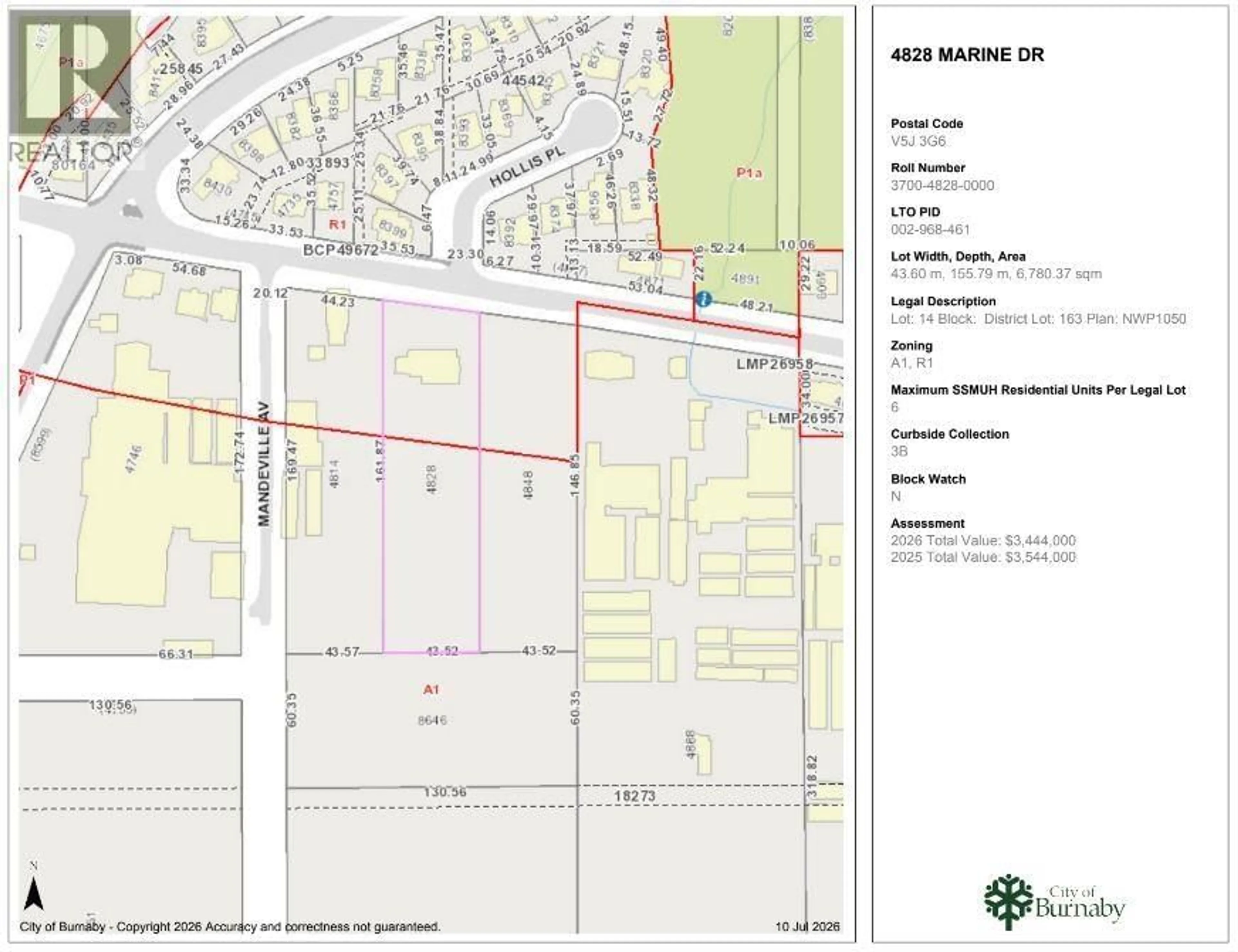 Picture of a map for 4828 MARINE DRIVE, Burnaby British Columbia V5J3G6