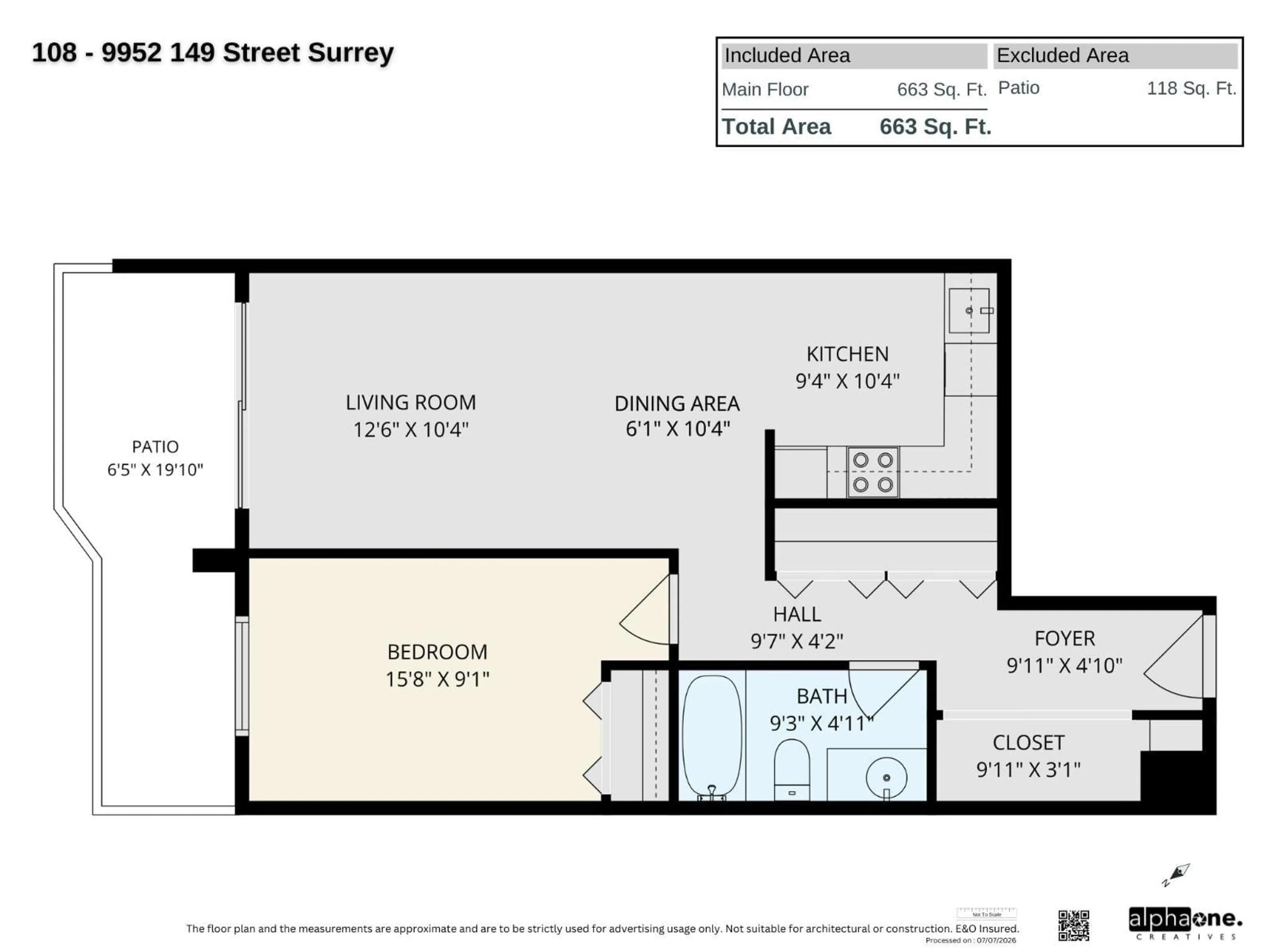 Floor plan for 108 - 9952 149 STREET, Surrey British Columbia V3R7W7