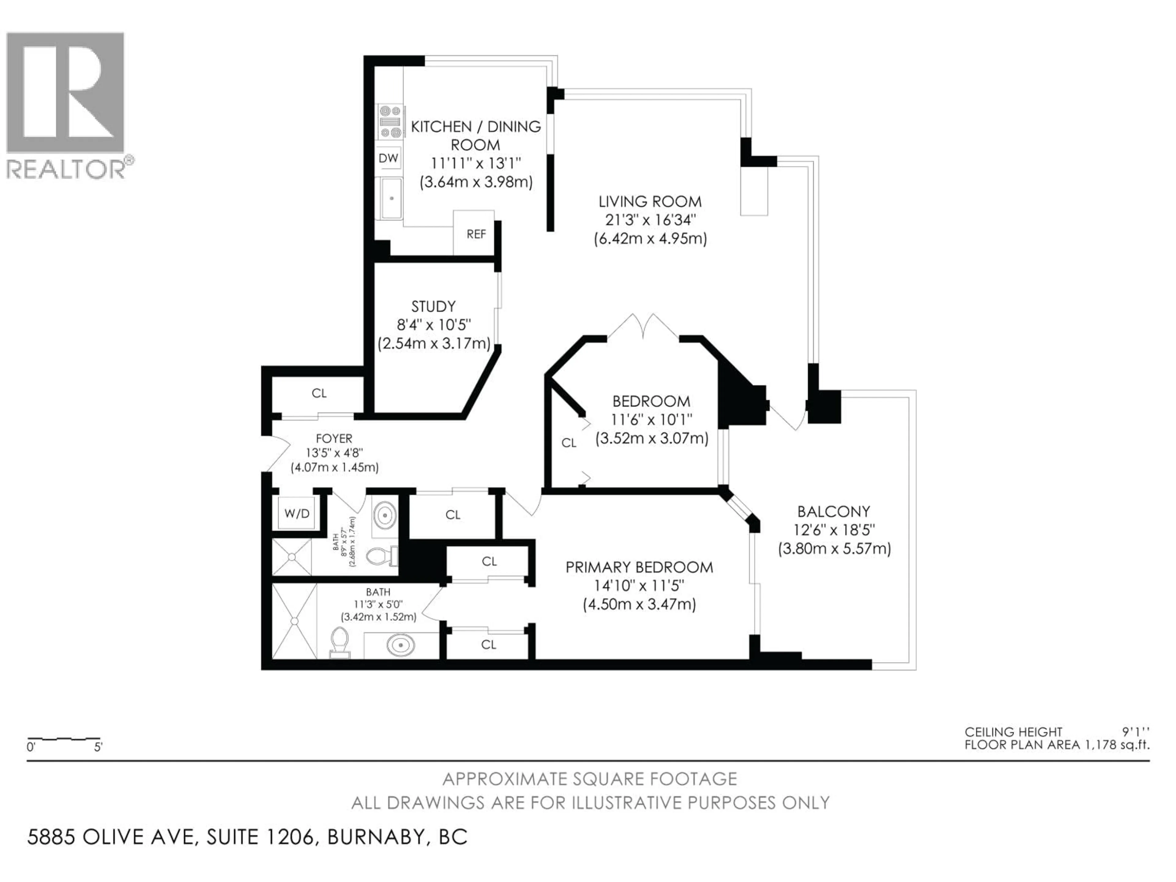 Floor plan for 1206 - 5885 OLIVE AVENUE, Burnaby British Columbia V5H4N8