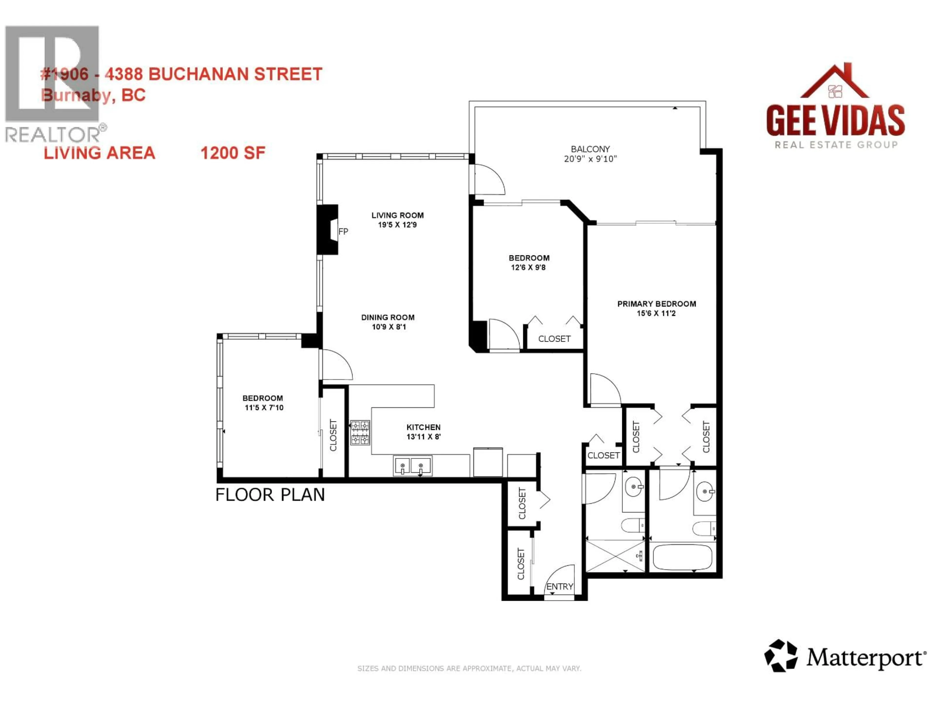 Floor plan for 1906 - 4388 BUCHANAN STREET, Burnaby British Columbia V5C6R8