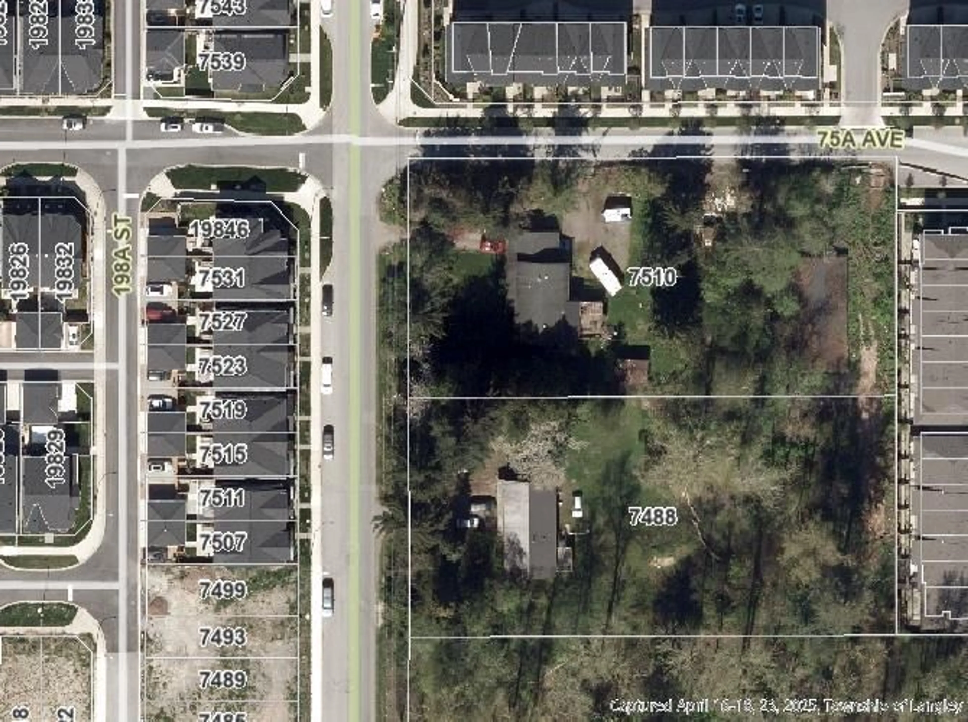 A pic from outside/outdoor area/front of a property/back of a property/a pic from drone, street for 7488 198B STREET, Langley British Columbia V2Y1S1
