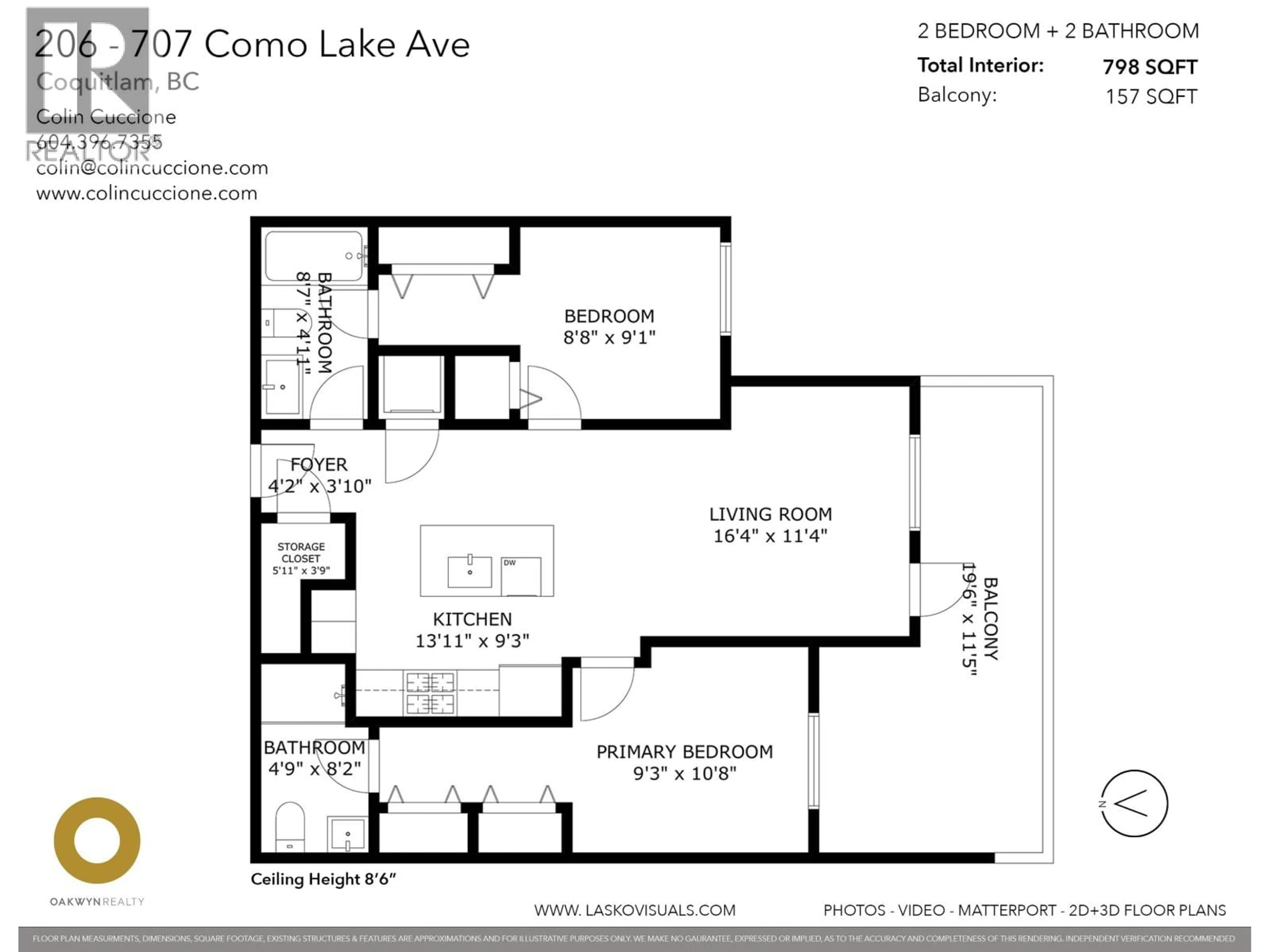 Floor plan for 206 - 707 COMO LAKE AVENUE, Coquitlam British Columbia V3J0J5
