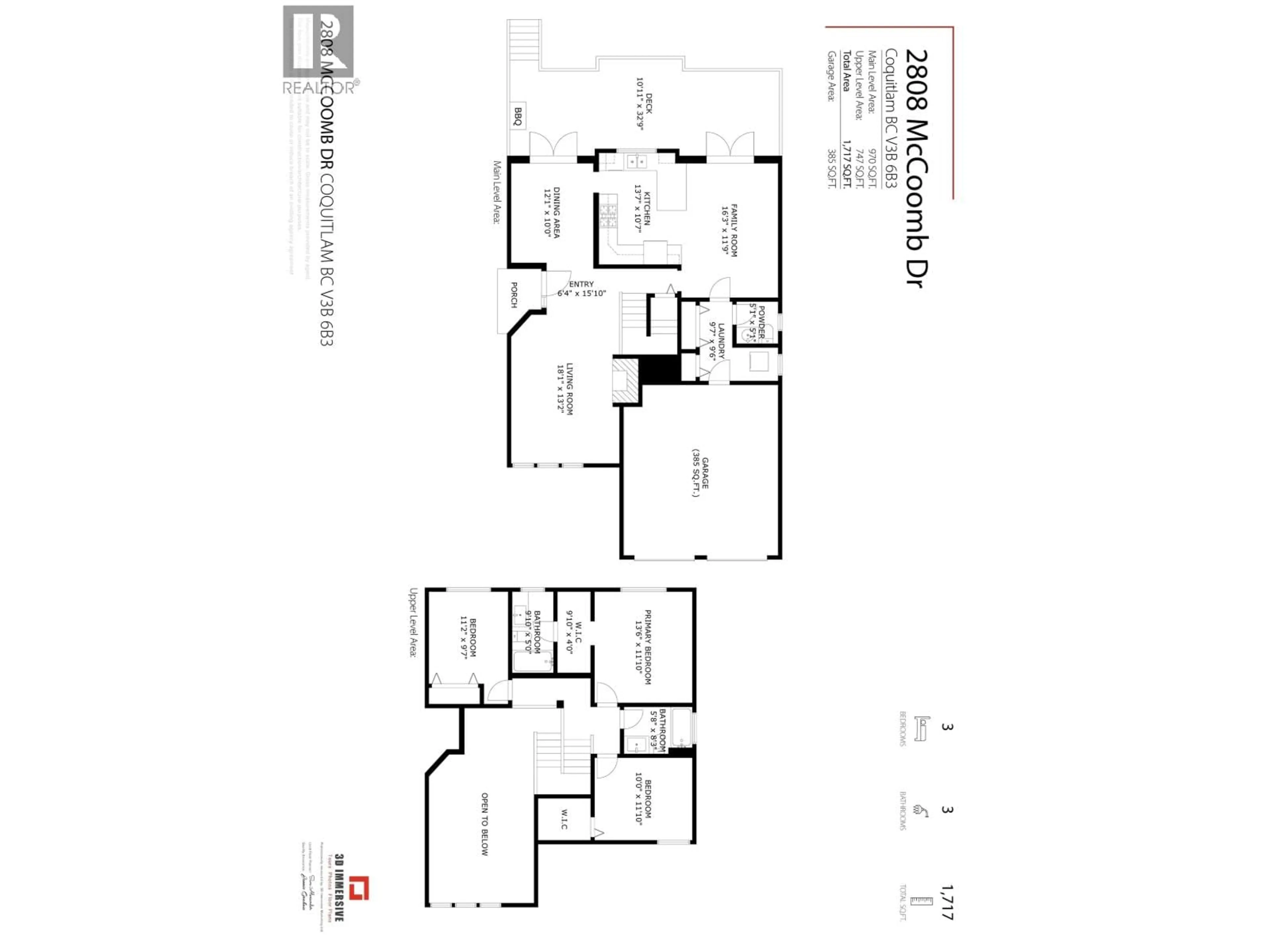 Floor plan for 2808 MCCOOMB DRIVE, Coquitlam British Columbia V3B6B3