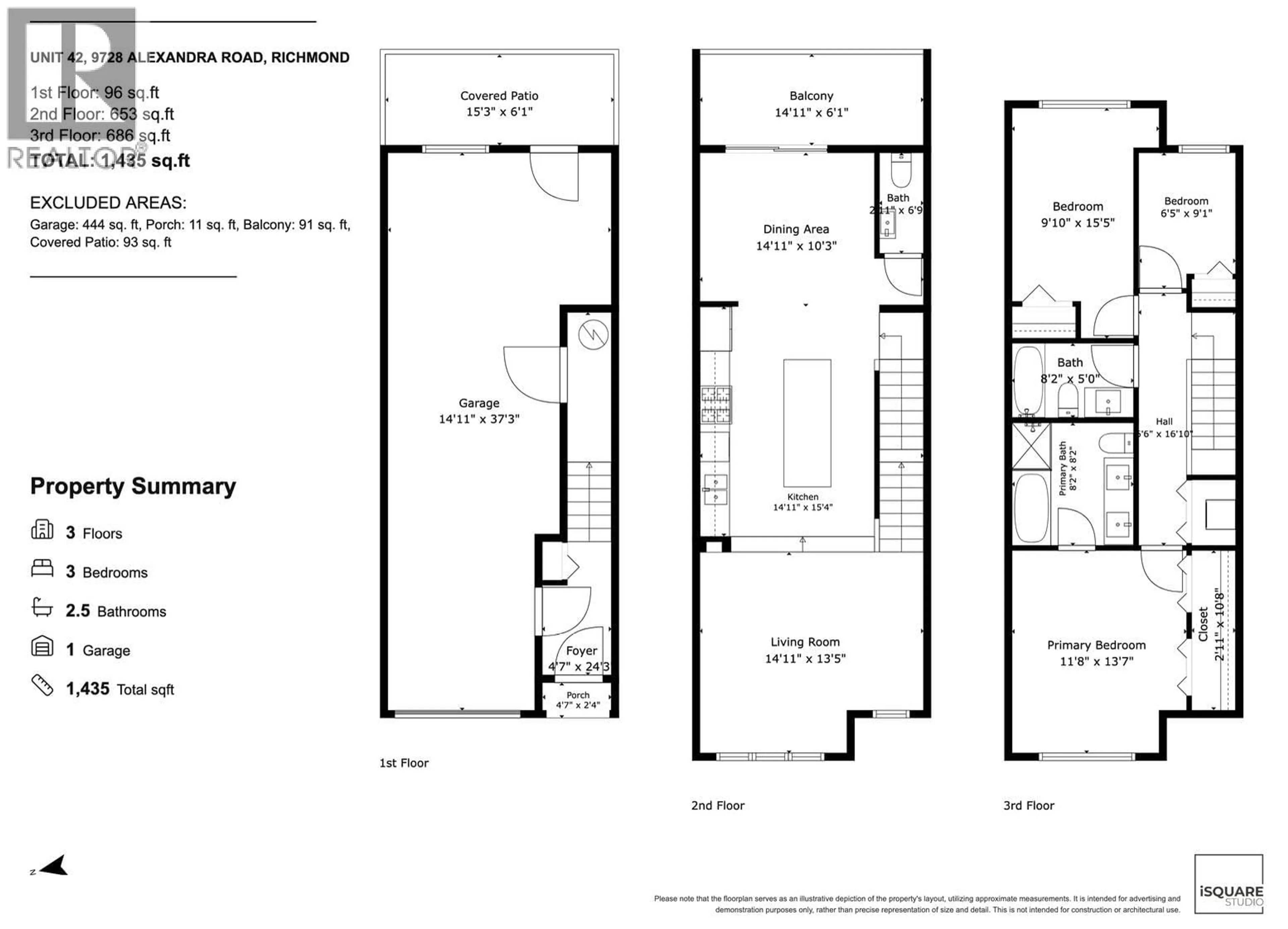 Floor plan for 42 - 9728 ALEXANDRA ROAD, Richmond British Columbia V6X0M4