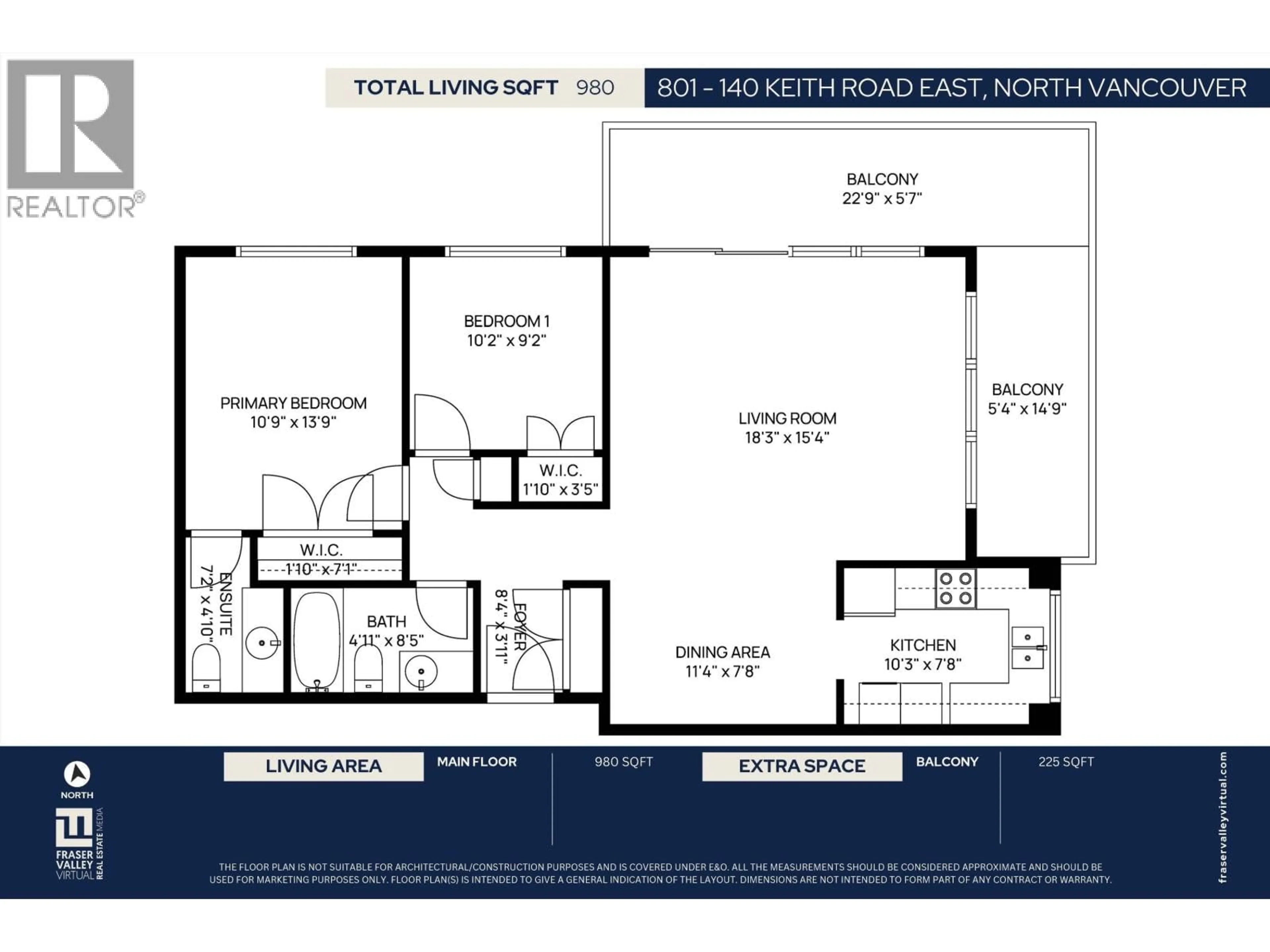 Floor plan for 803 - 140 KEITH ROAD, North Vancouver British Columbia V7L4M9