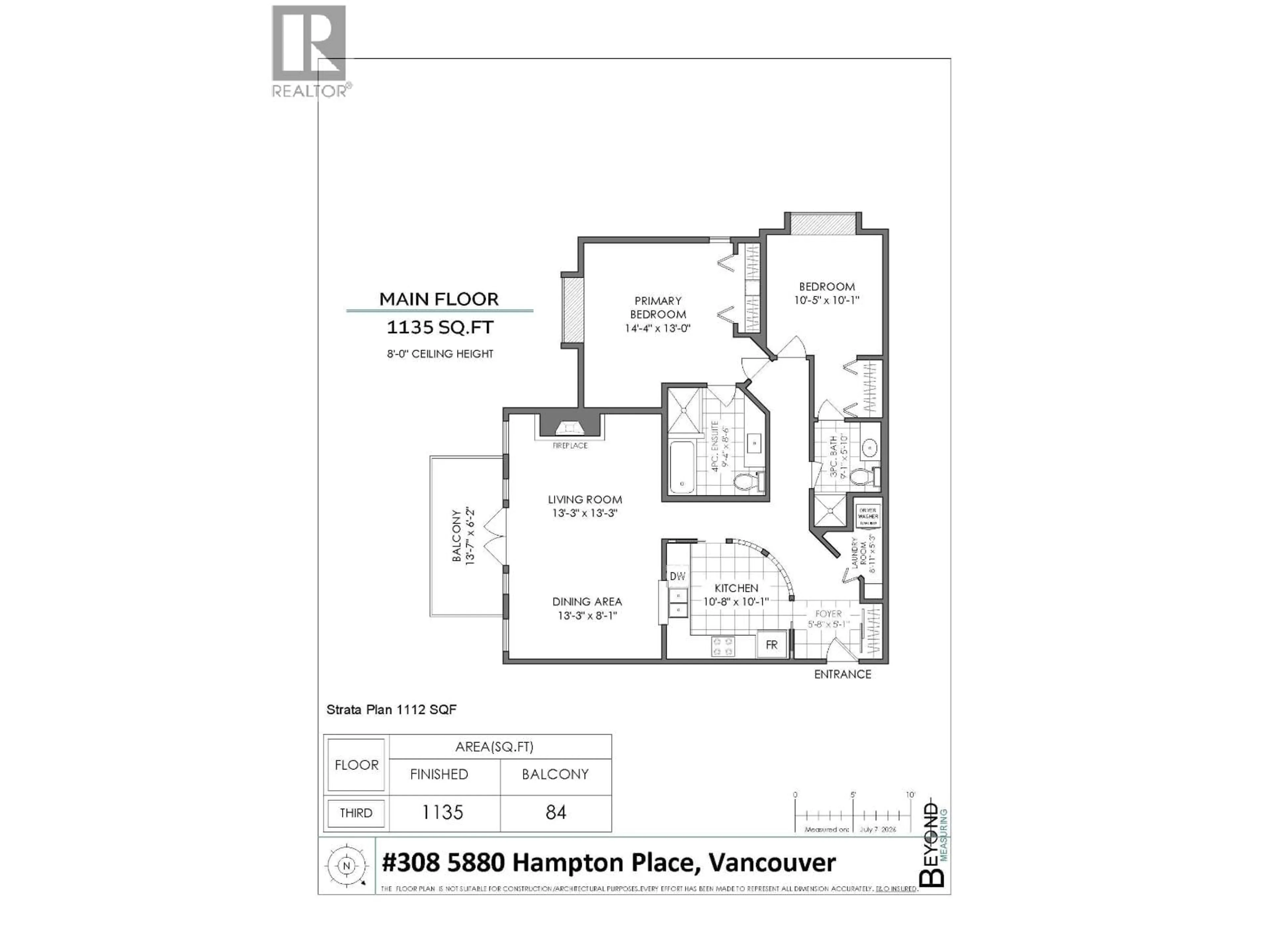Floor plan for 308 - 5880 HAMPTON PLACE, Vancouver British Columbia V6T2E9