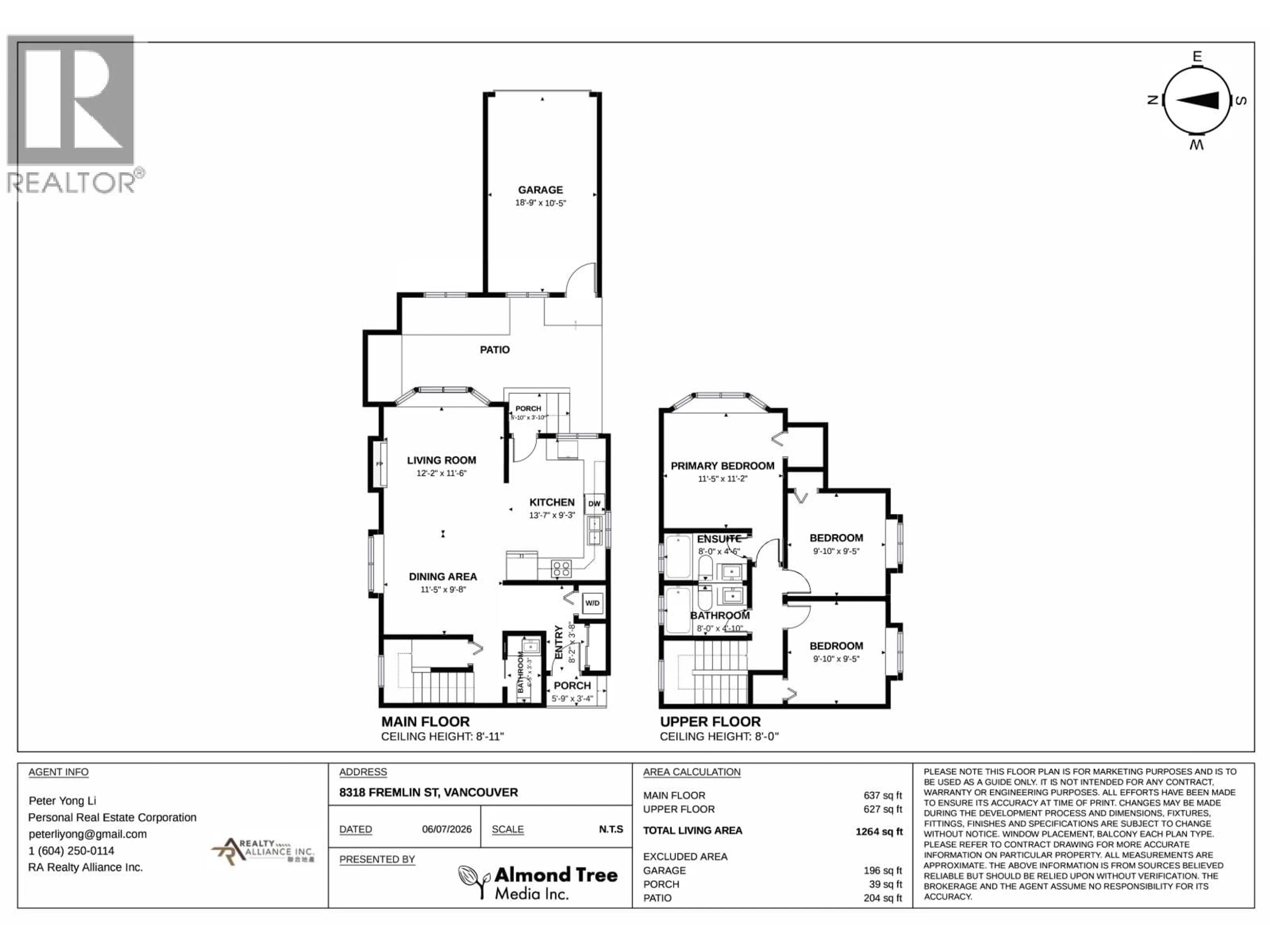 Floor plan for 8318 FREMLIN STREET, Vancouver British Columbia V6P3X2