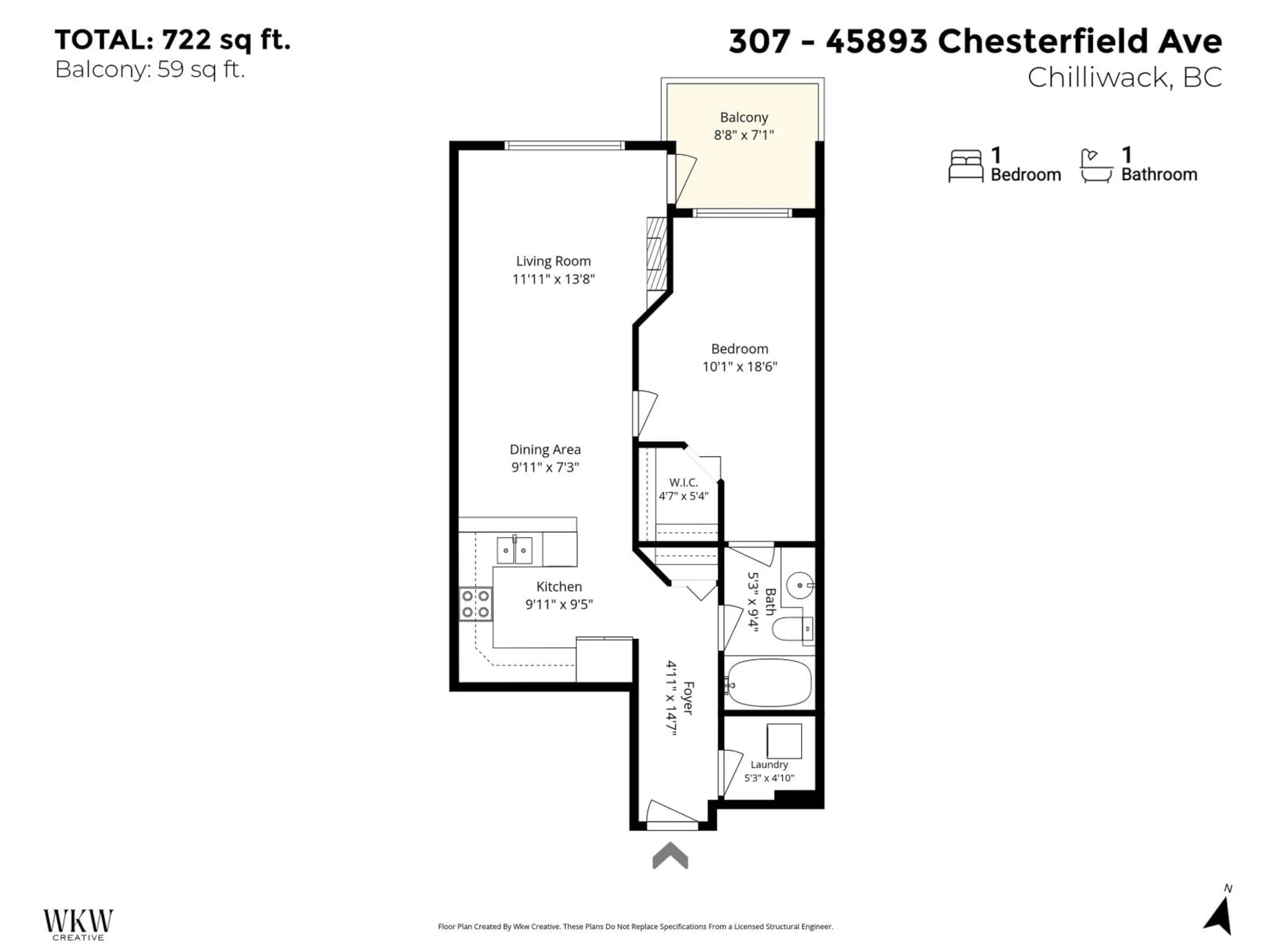 Floor plan for 307 - 45893 CHESTERFIELD AVENUE, Chilliwack British Columbia V2P1M5