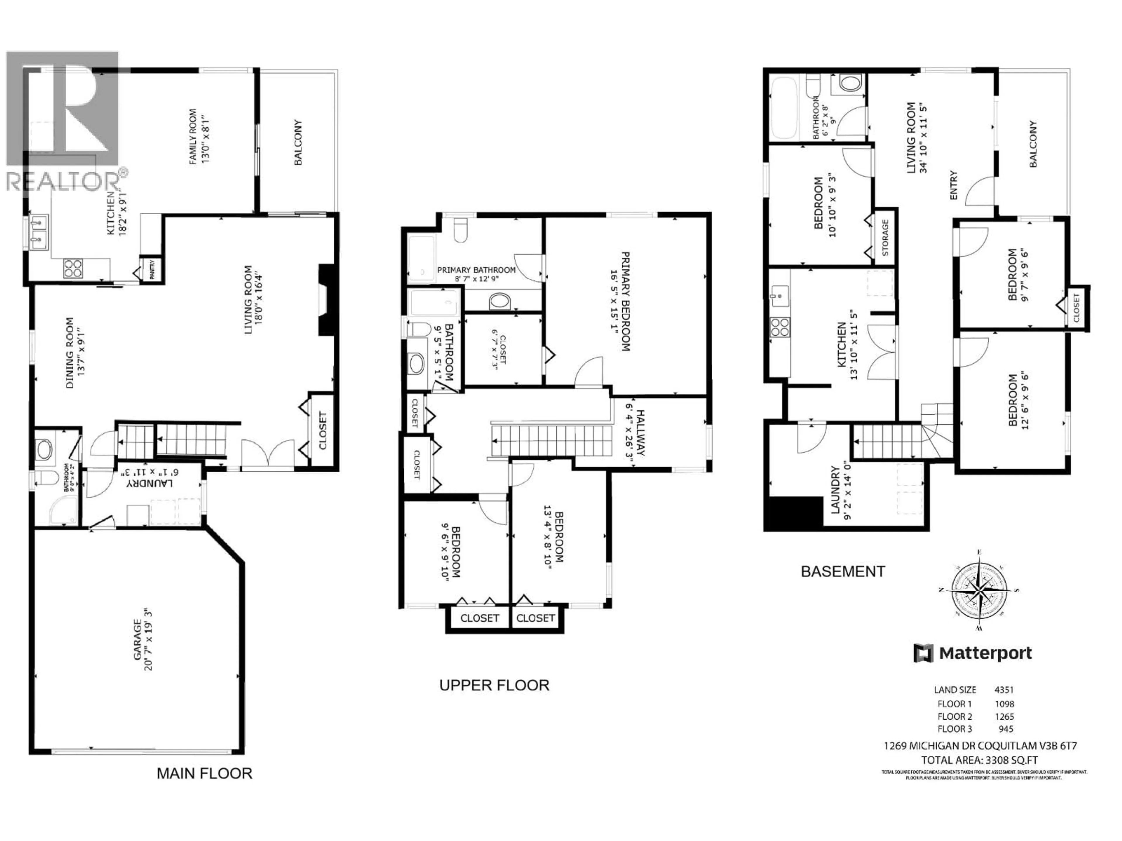 Floor plan for 1269 MICHIGAN DRIVE, Coquitlam British Columbia V3B3T7