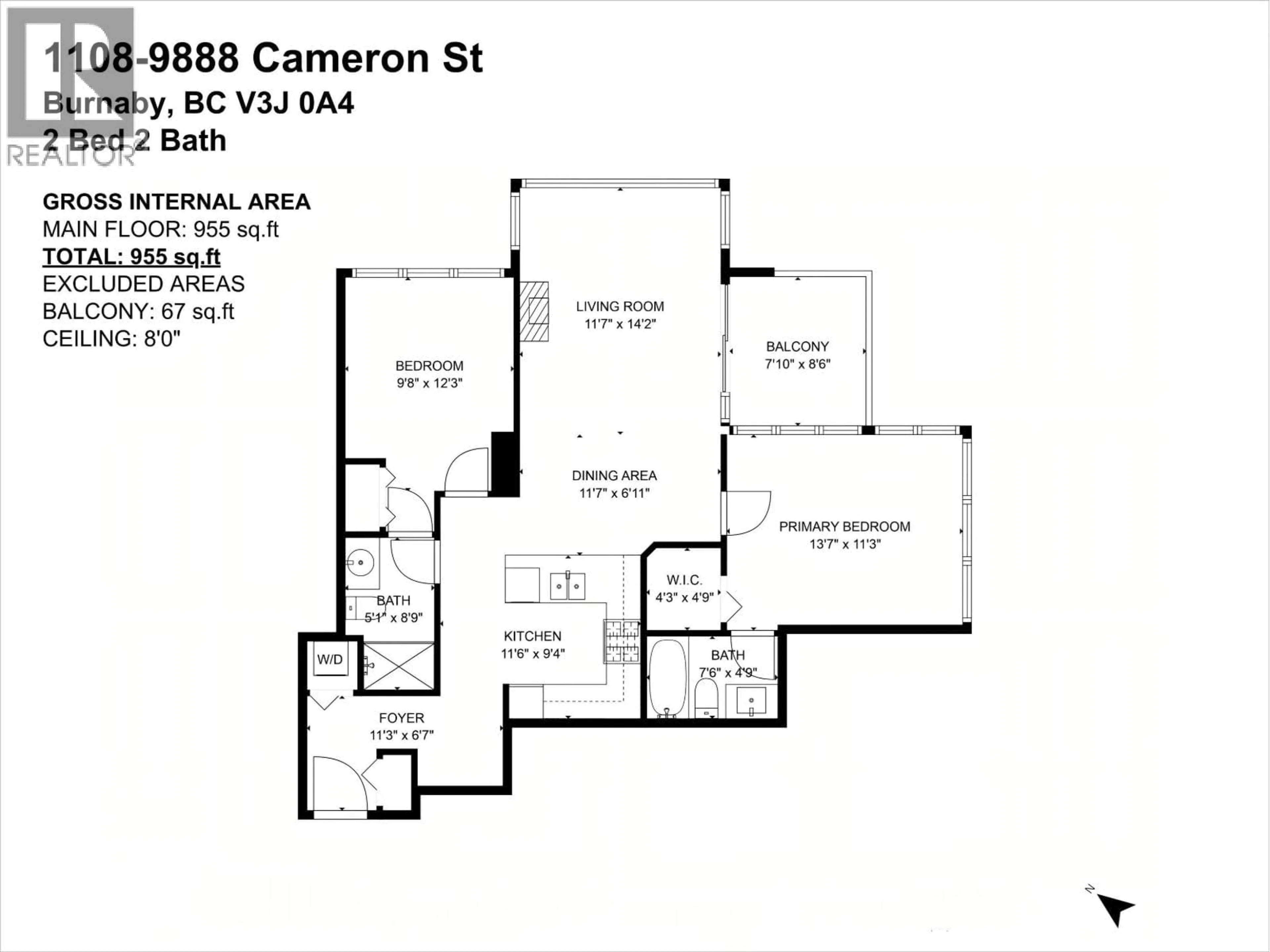 Floor plan for 1108 - 9888 CAMERON STREET, Burnaby British Columbia V3J0A4
