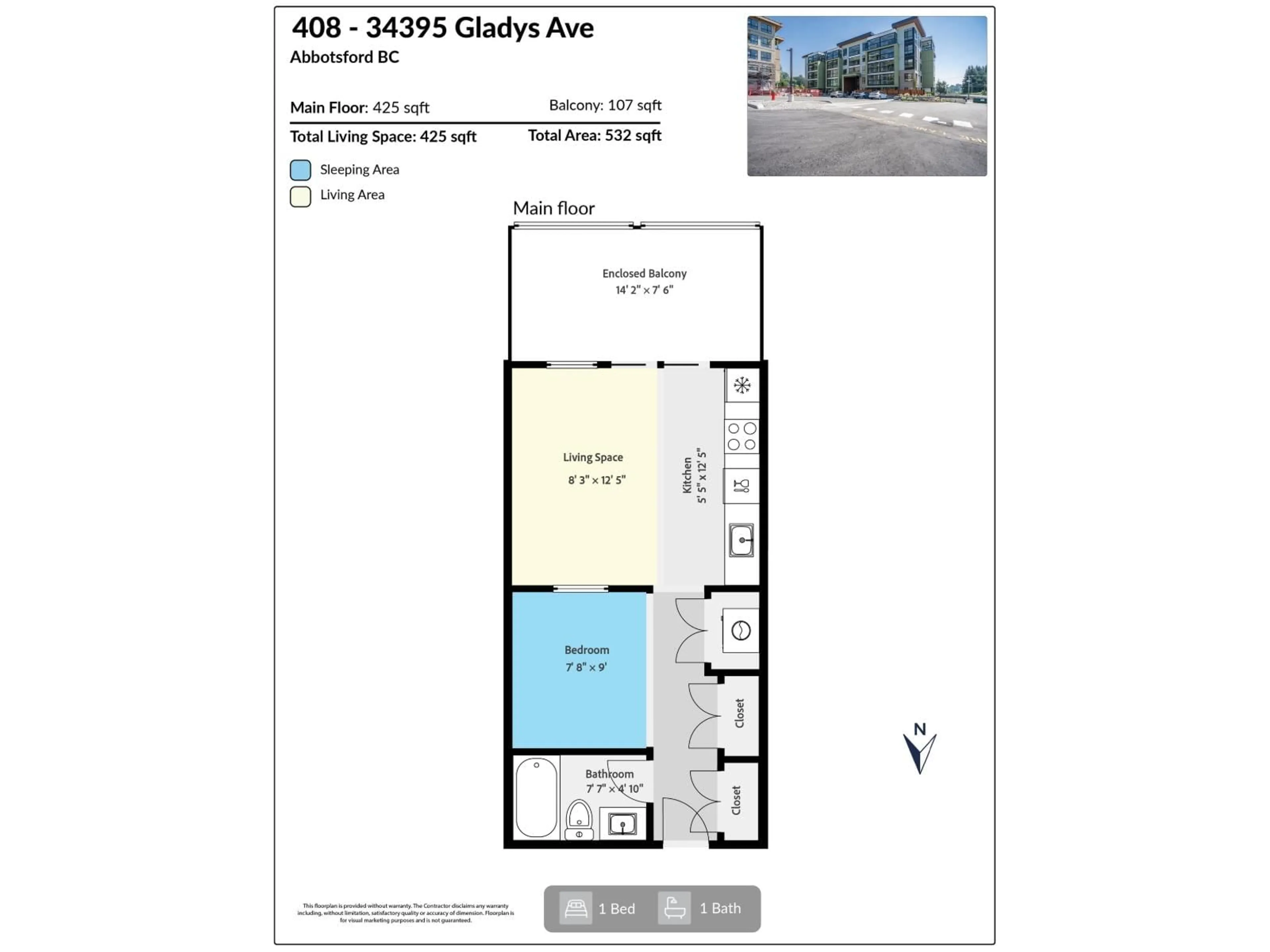 Floor plan for 408 - 34395 GLADYS AVENUE, Abbotsford British Columbia V2S0R4