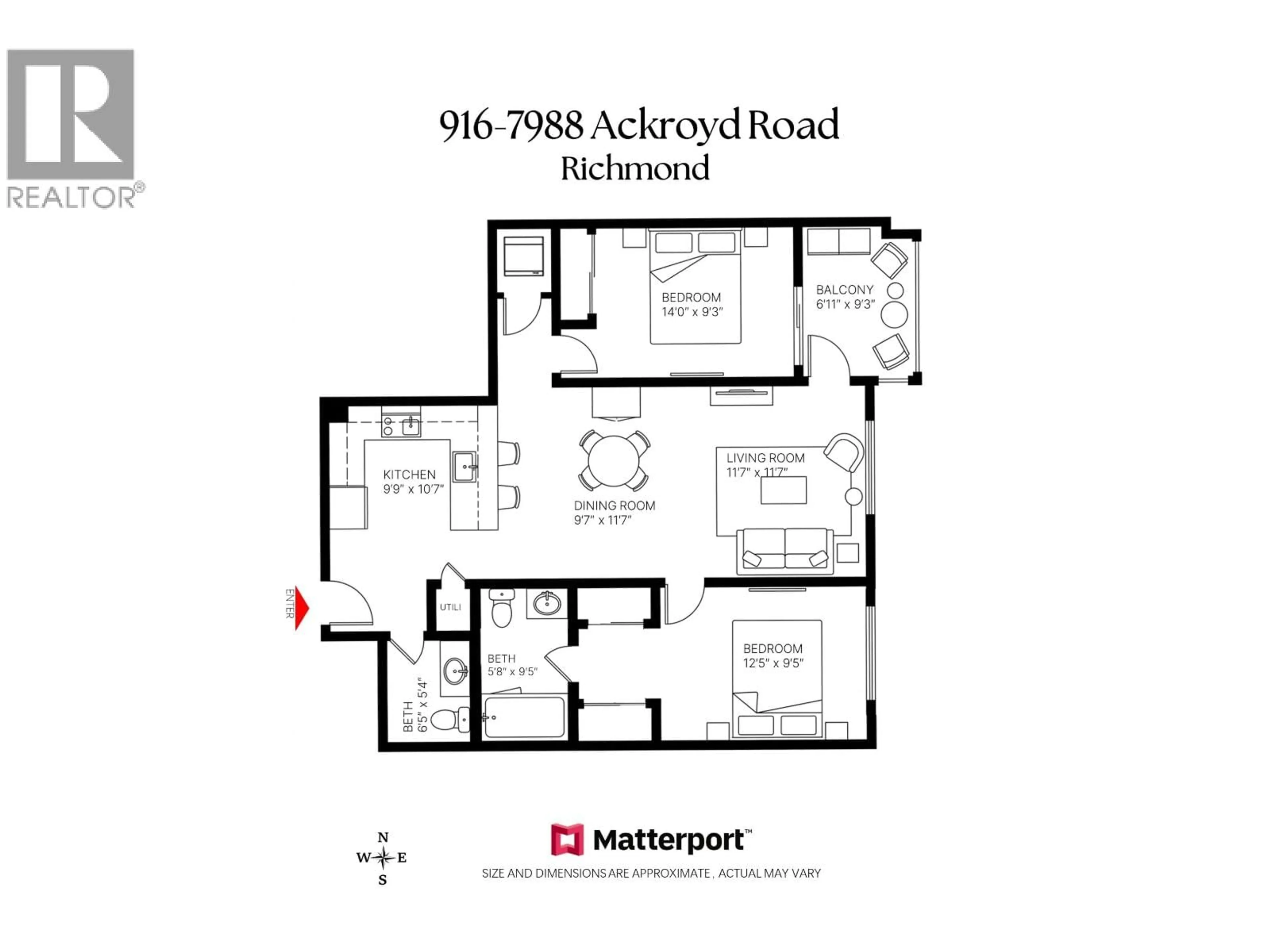 Floor plan for 916 - 7988 ACKROYD ROAD, Richmond British Columbia V6X0K6