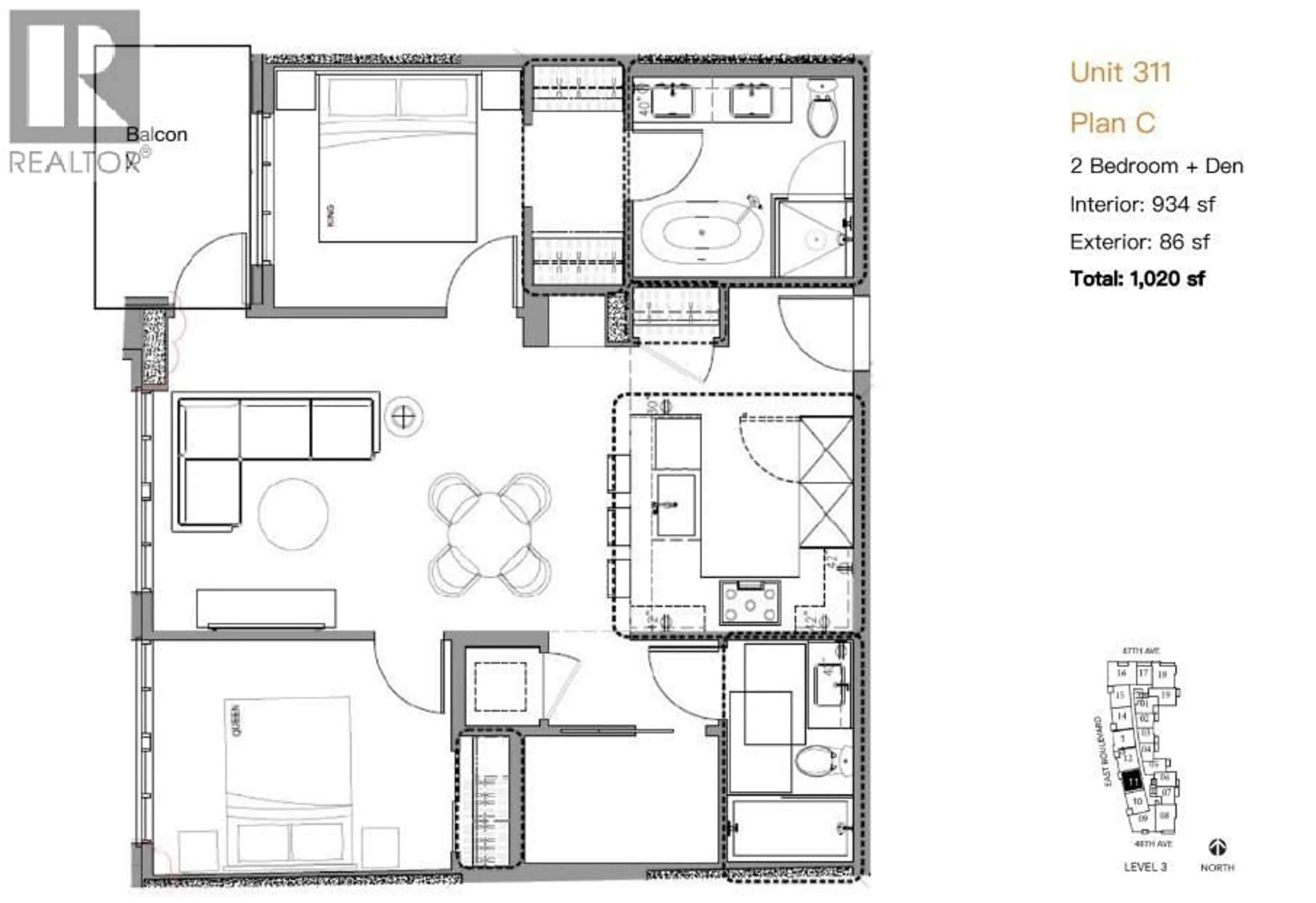 Floor plan for 311 - 2096 47TH AVENUE, Vancouver British Columbia V6M0E5