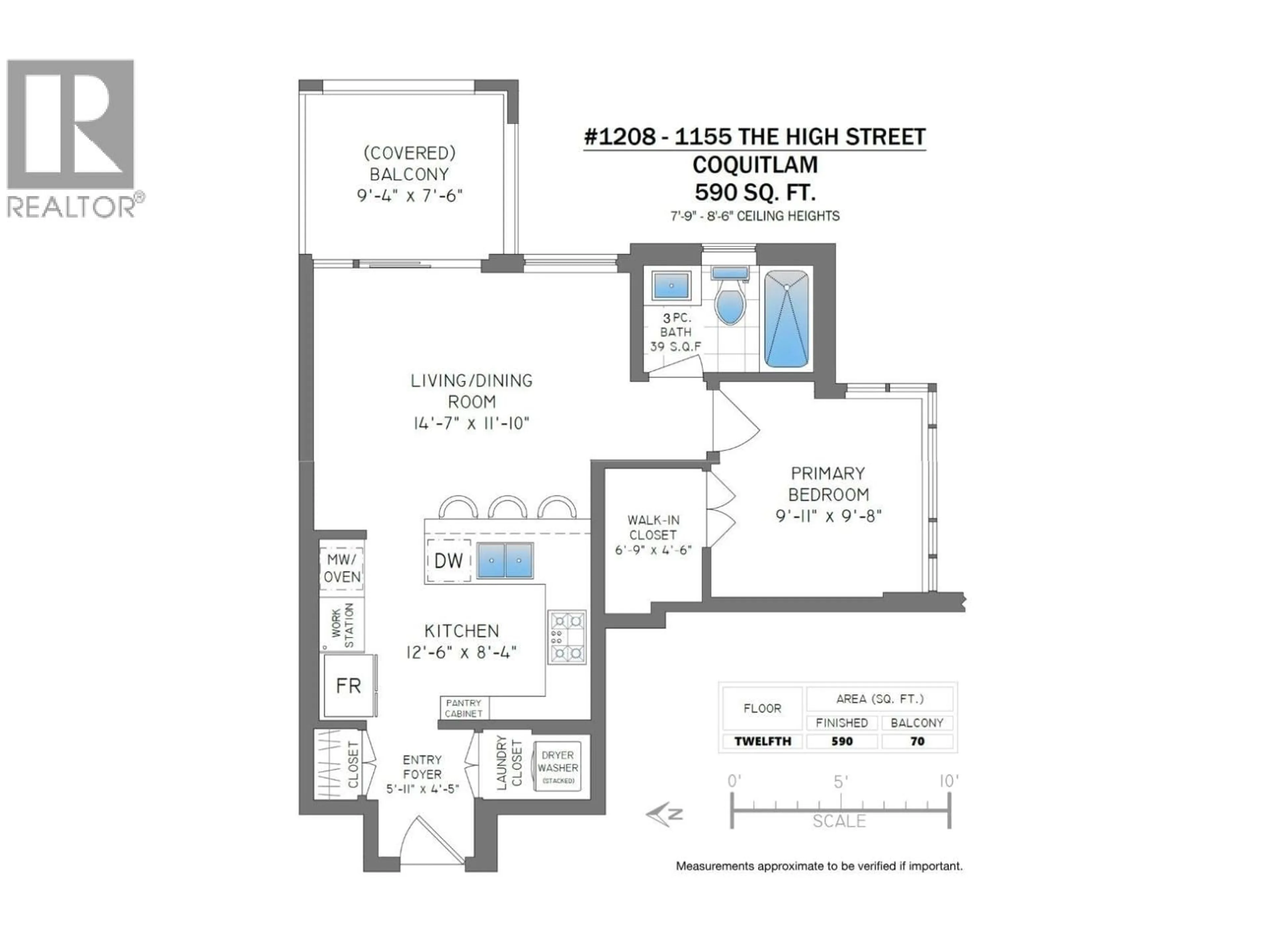 Floor plan for 1208 - 1155 THE HIGH STREET, Coquitlam British Columbia V3B7W4