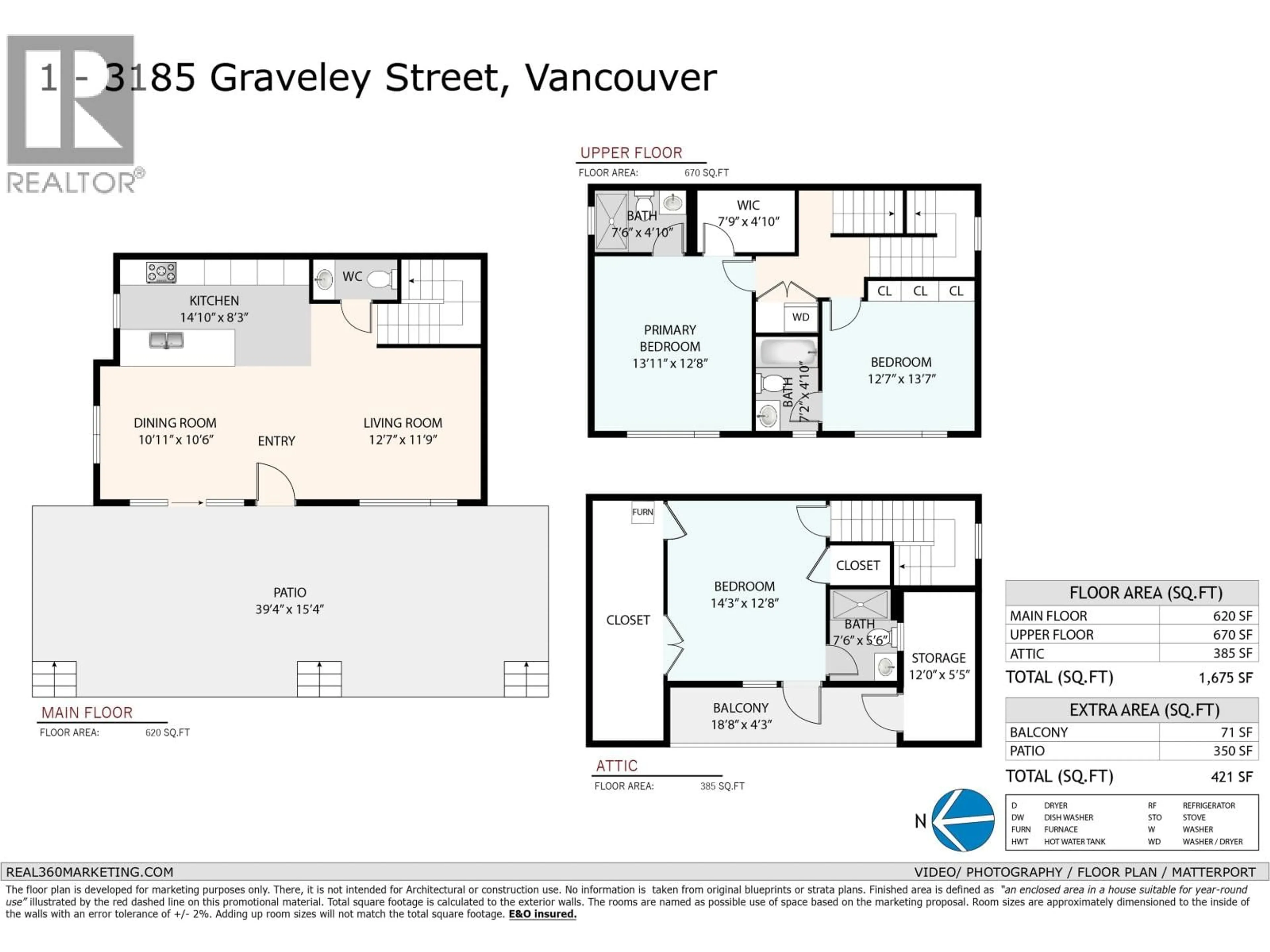 Floor plan for 1 - 3185 GRAVELEY STREET, Vancouver British Columbia V5K3K7