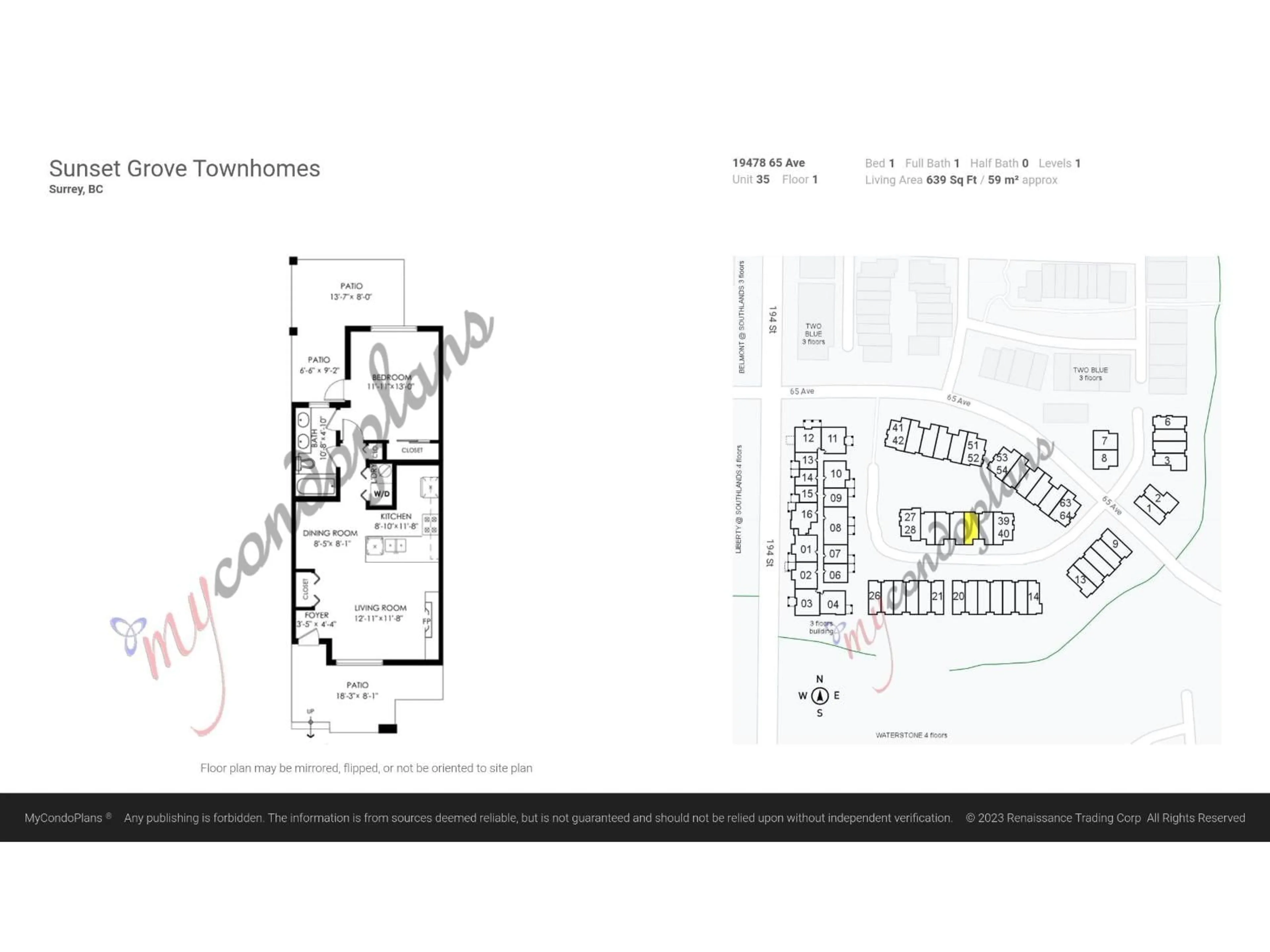 Floor plan for 35 - 19478 65 AVENUE, Surrey British Columbia V4N5X5