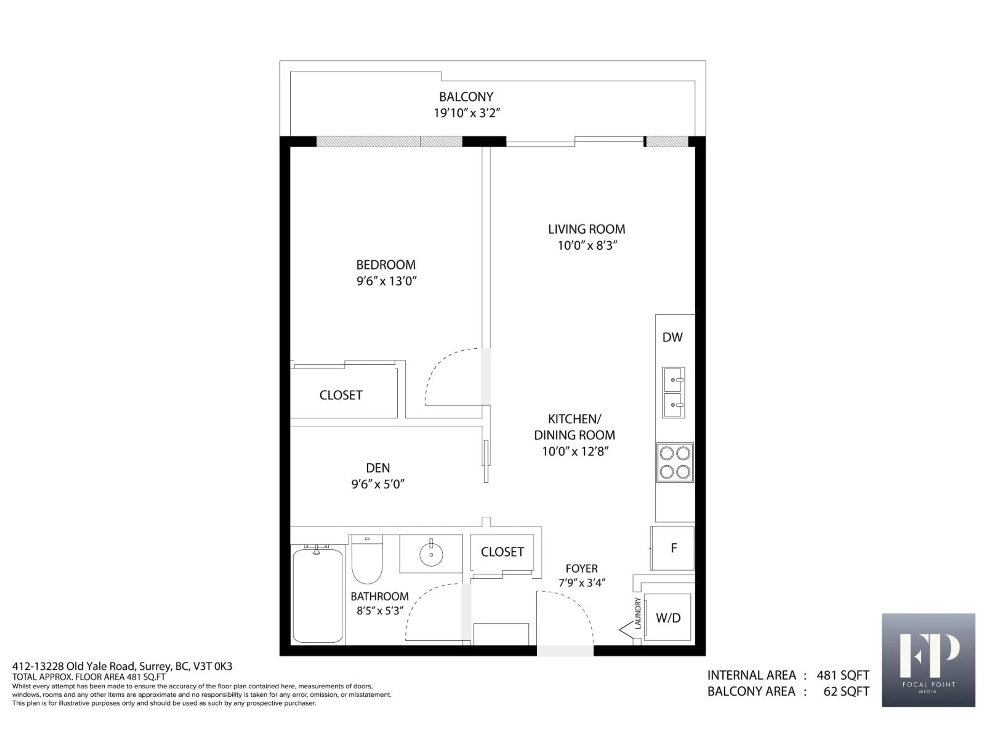 Floor plan for 412 - 13228 OLD YALE ROAD, Surrey British Columbia V3T0K3