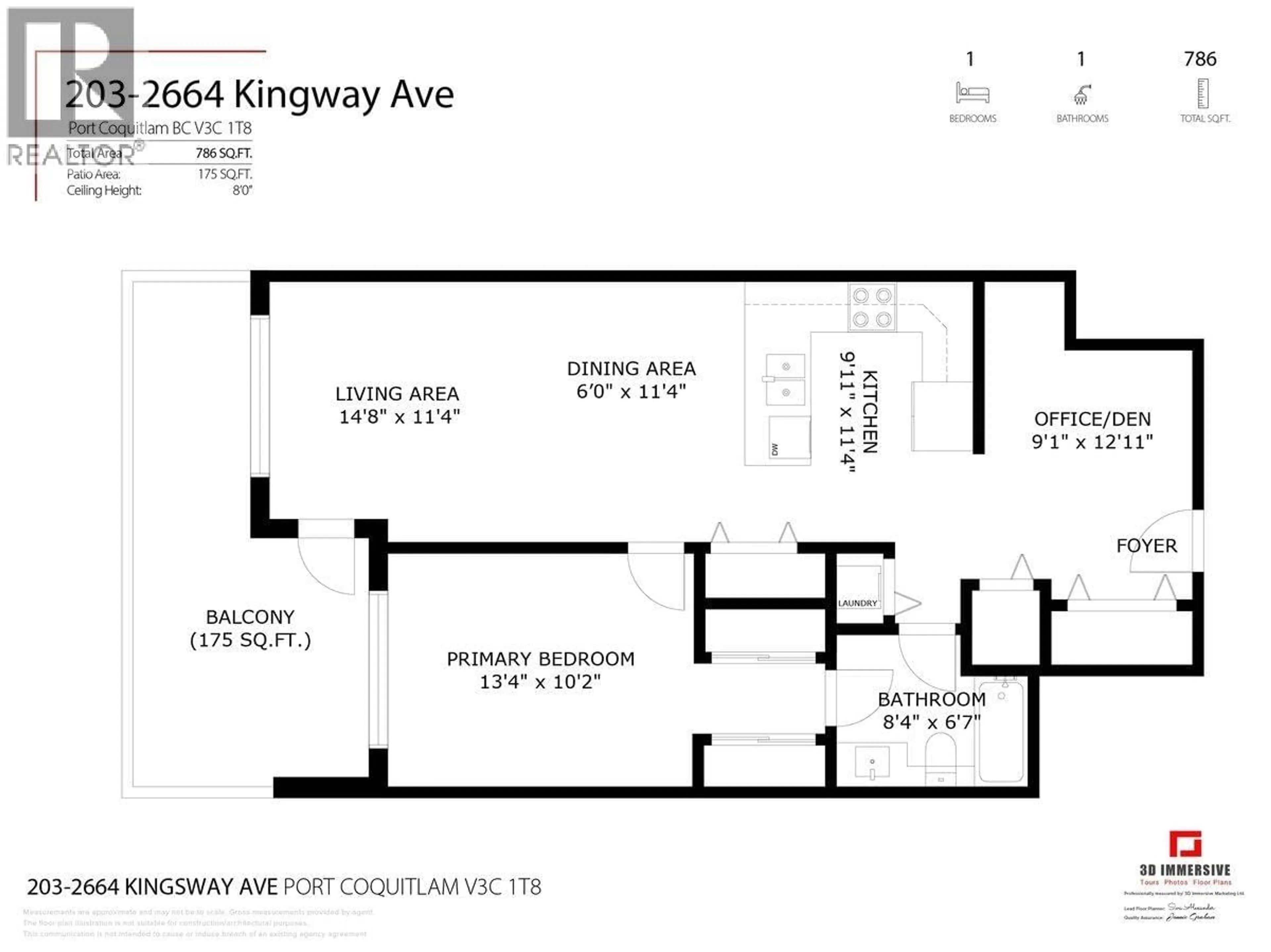 Floor plan for 203 - 2664 KINGSWAY AVENUE, Port Coquitlam British Columbia V3C1T8