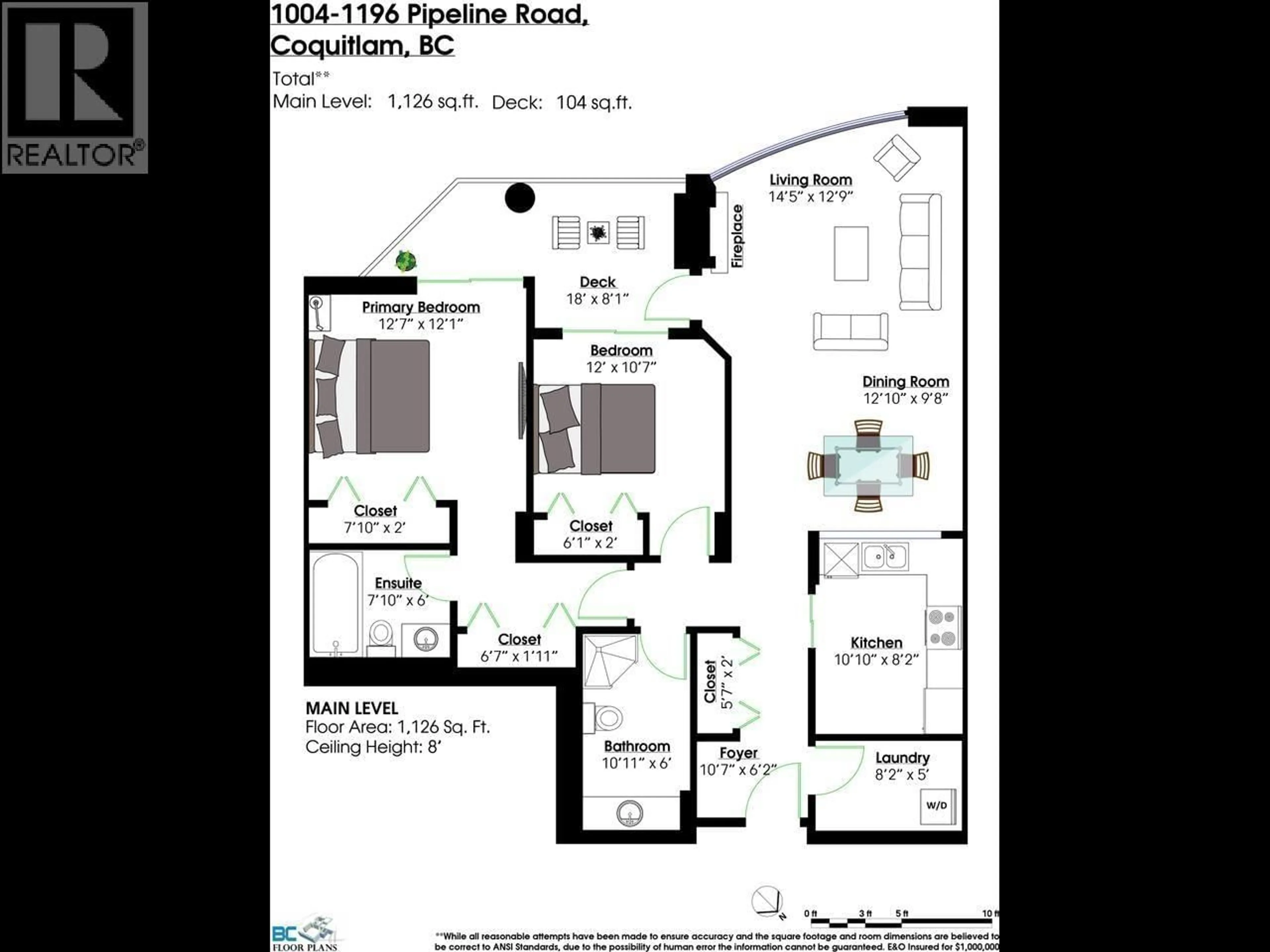 Floor plan for 1004 - 1196 PIPELINE ROAD, Coquitlam British Columbia V3B7Z6