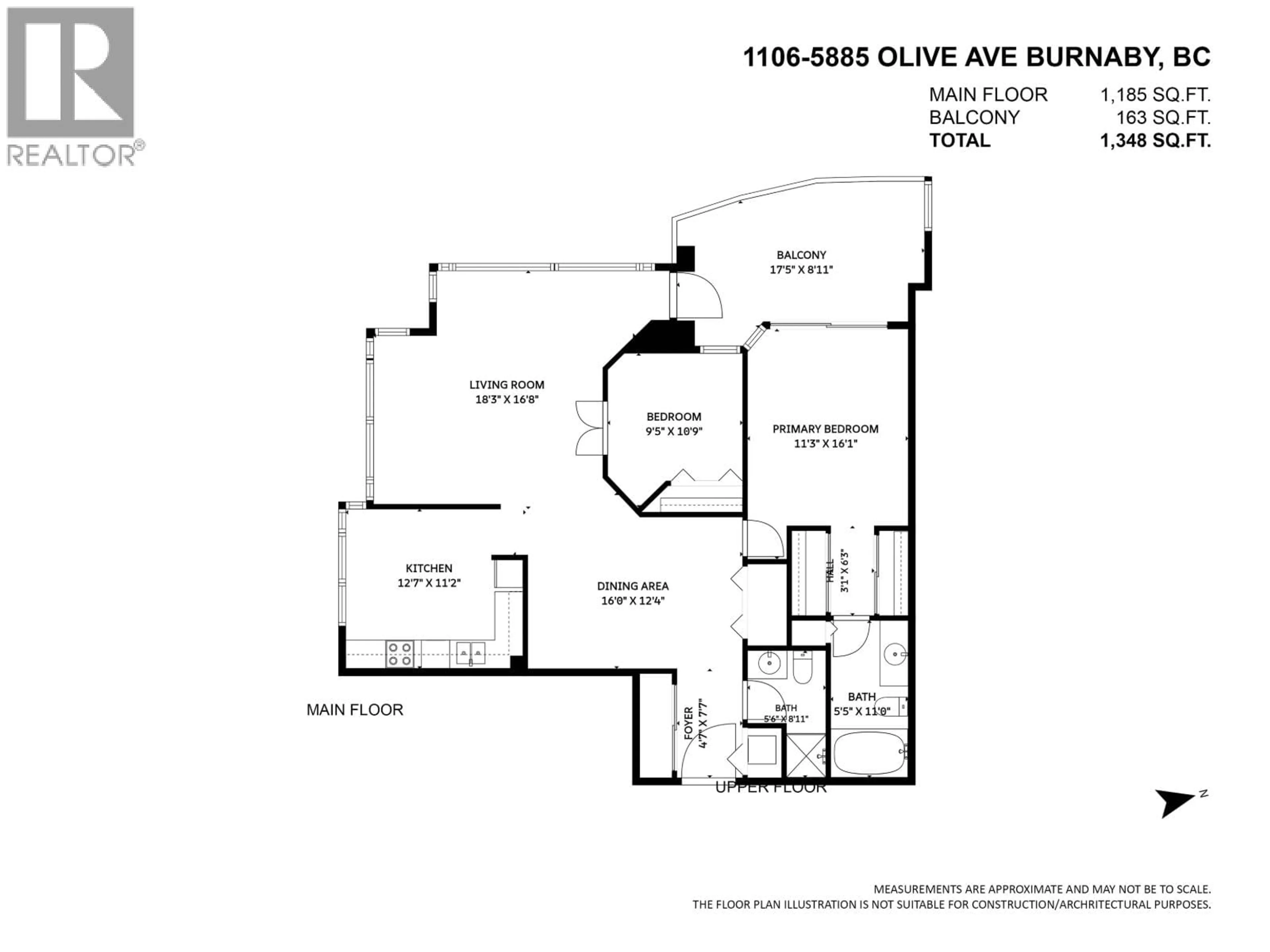 Floor plan for 1106 - 5885 OLIVE AVENUE, Burnaby British Columbia V5H4N8