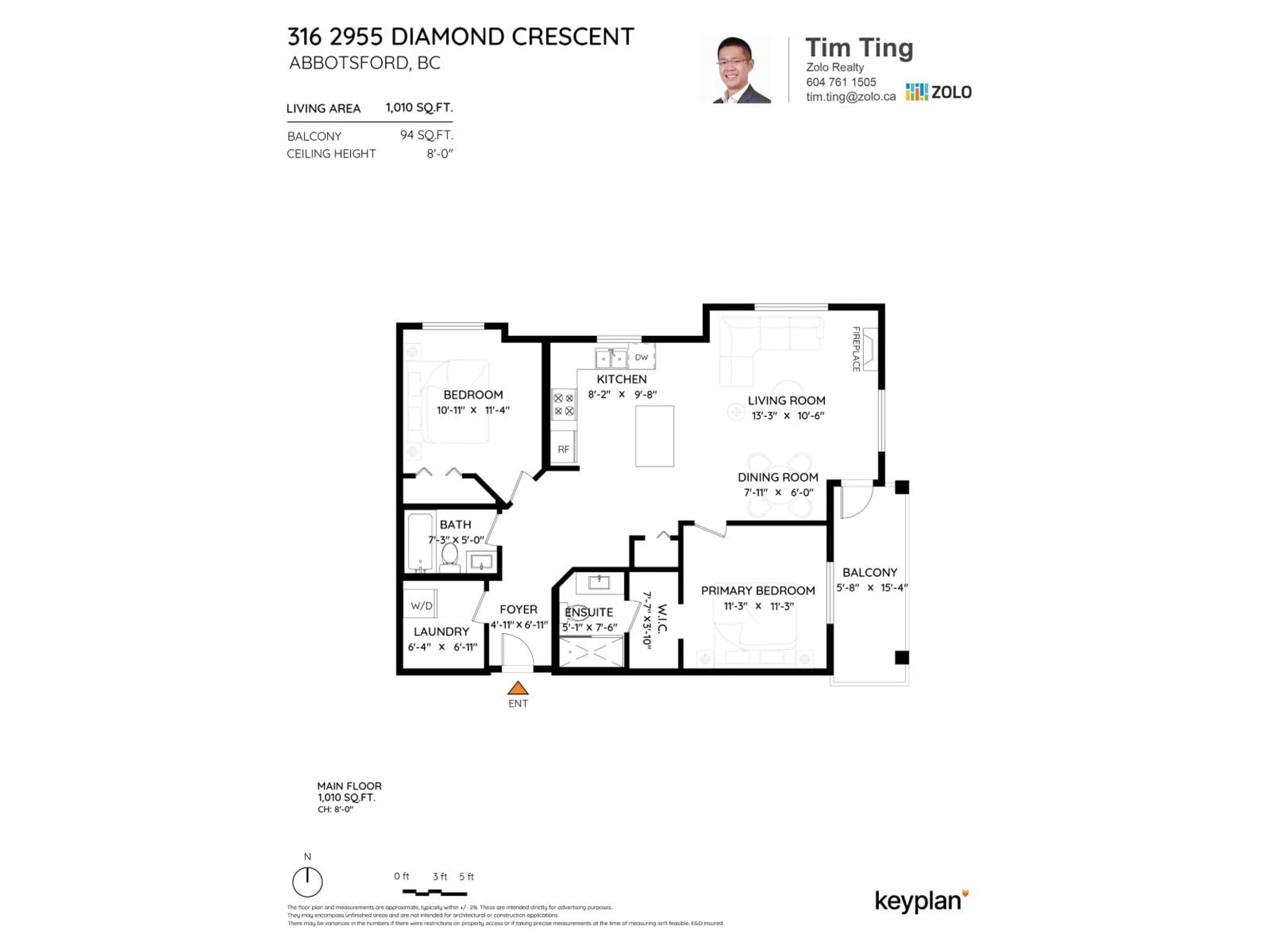 Floor plan for 316 - 2955 DIAMOND CRESCENT, Abbotsford British Columbia V2T2L5
