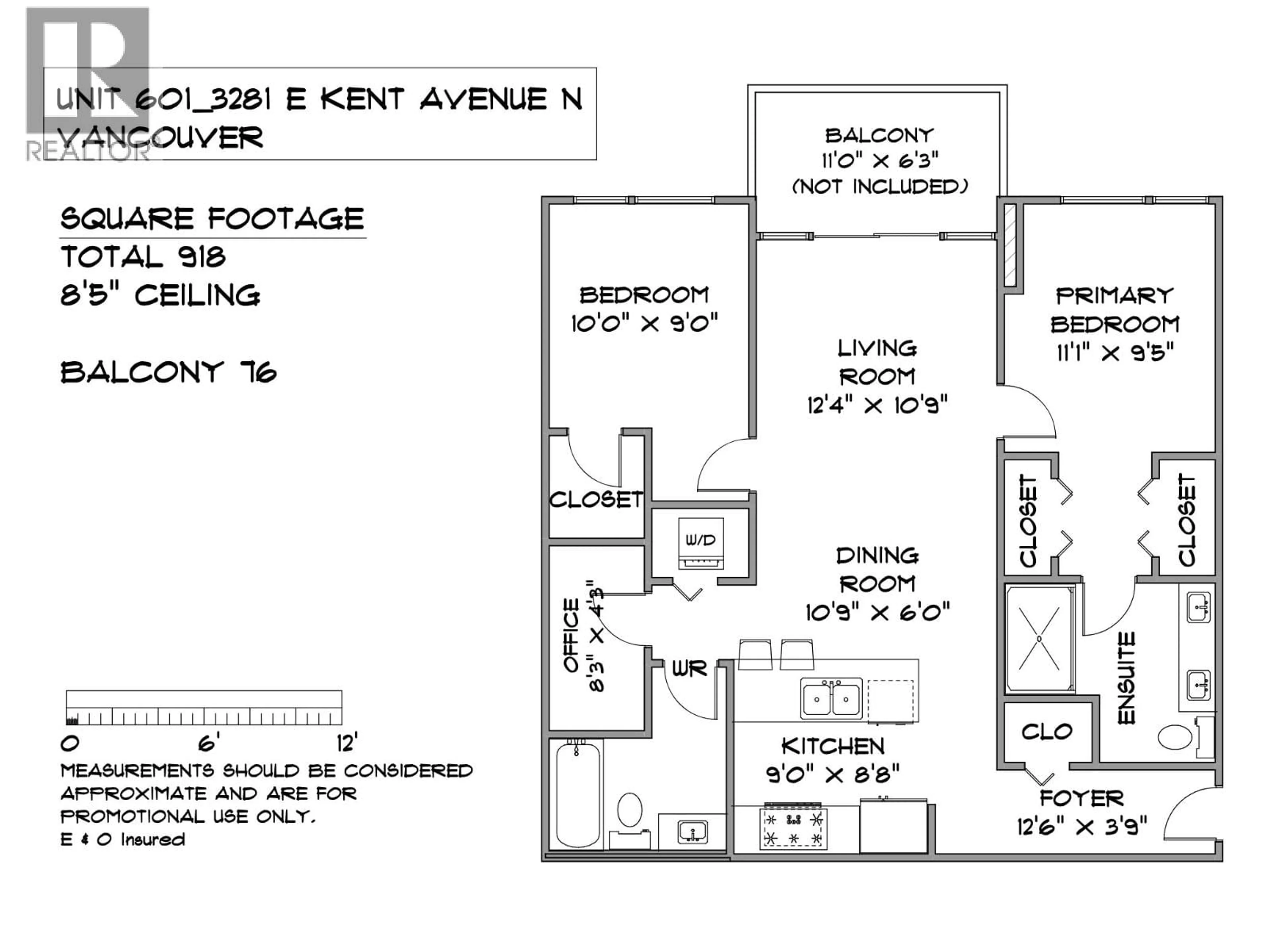 Floor plan for 601 - 3281 KENT AVENUE NORTH, Vancouver British Columbia V5S0C4