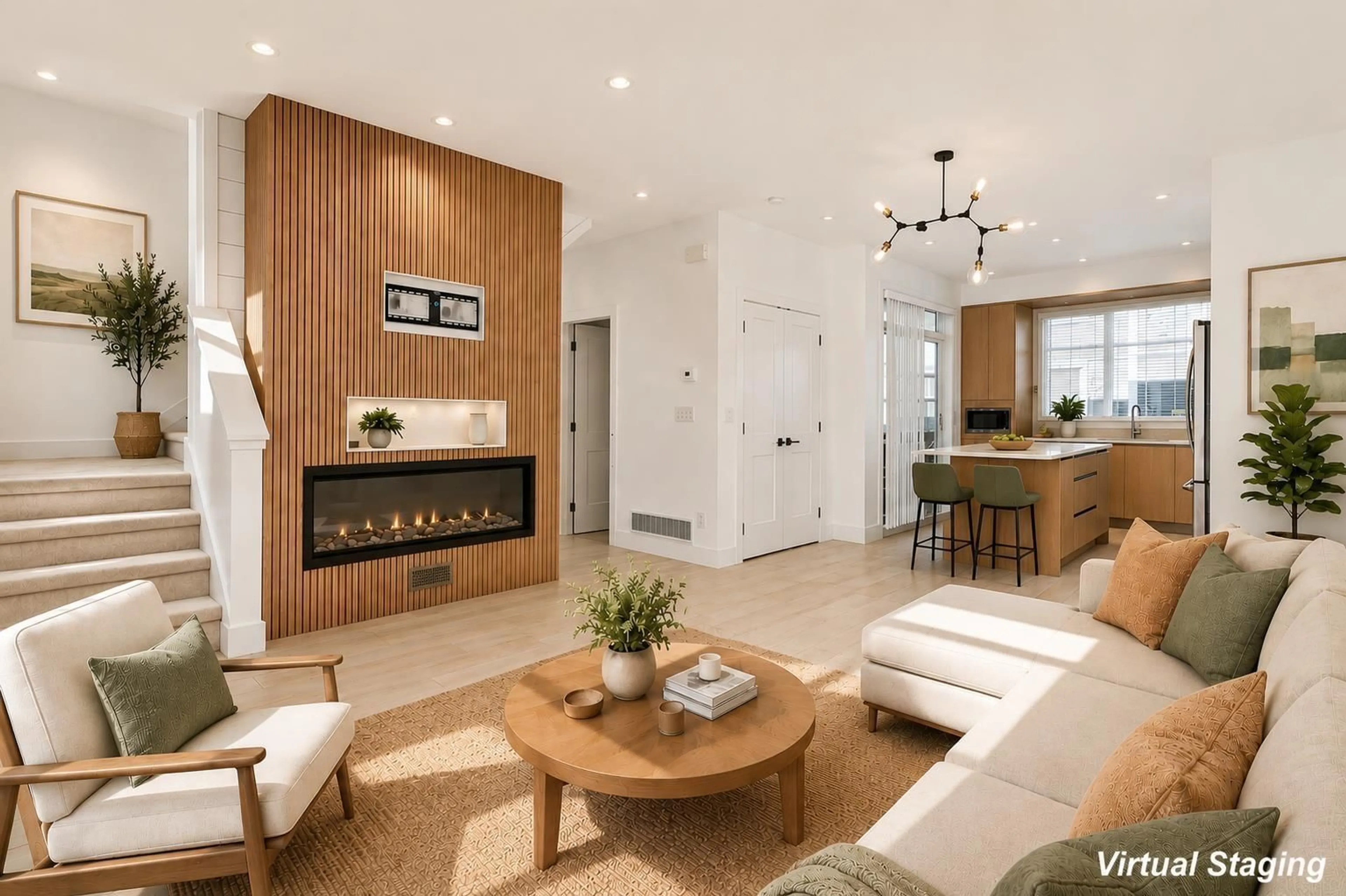 Living room with furniture, wood/laminate floor for 4 - 2328 167A STREET, Surrey British Columbia V3Z1H2
