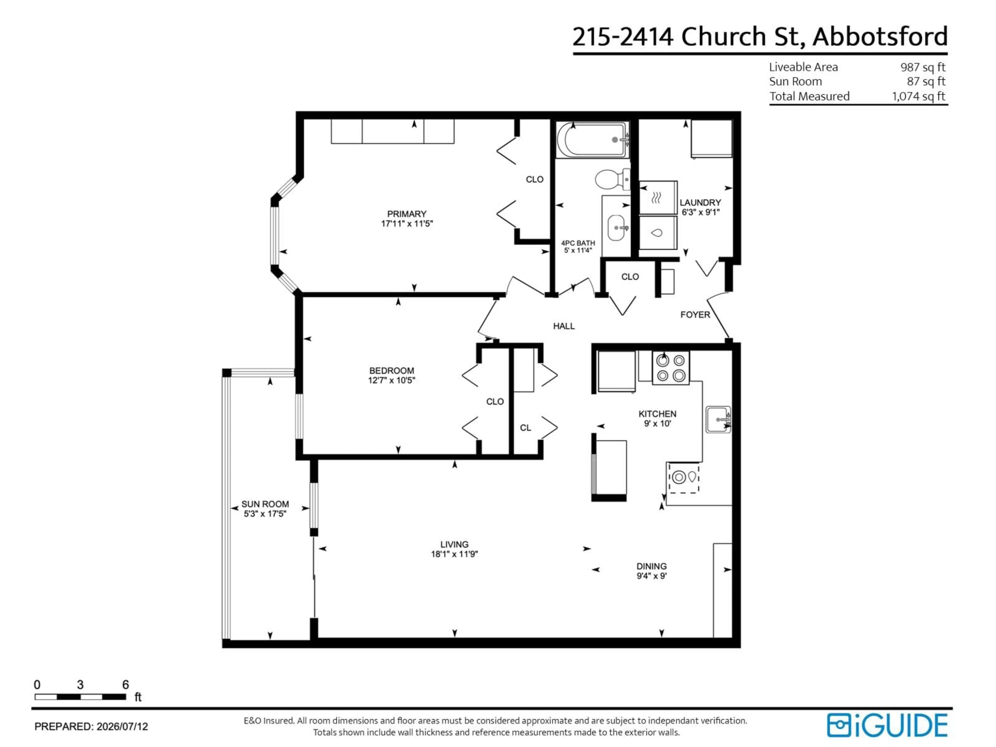 Floor plan for 215 - 2414 CHURCH STREET, Abbotsford British Columbia V2T3J7