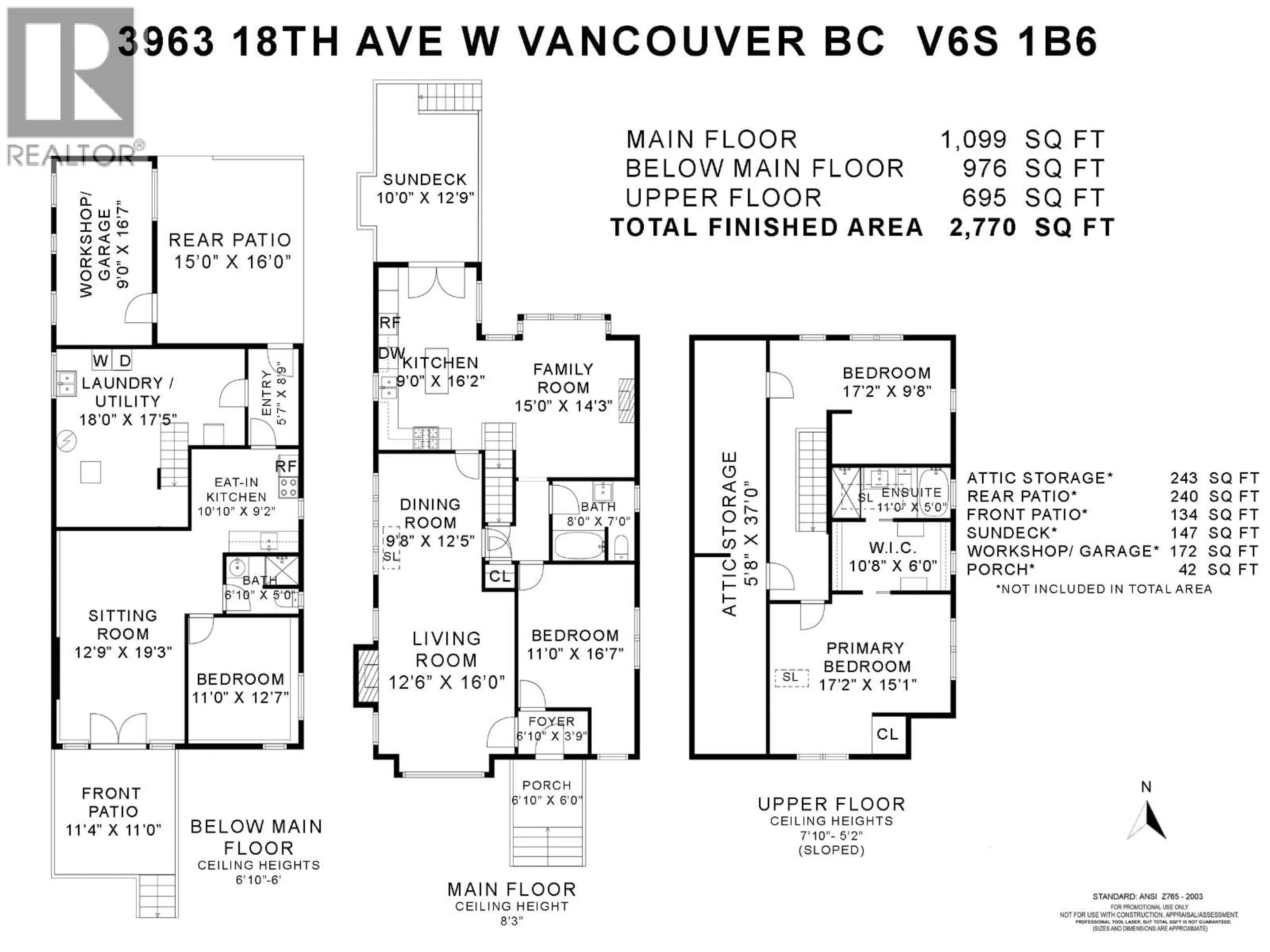Floor plan for 3963 18TH AVENUE, Vancouver British Columbia V6S1B6