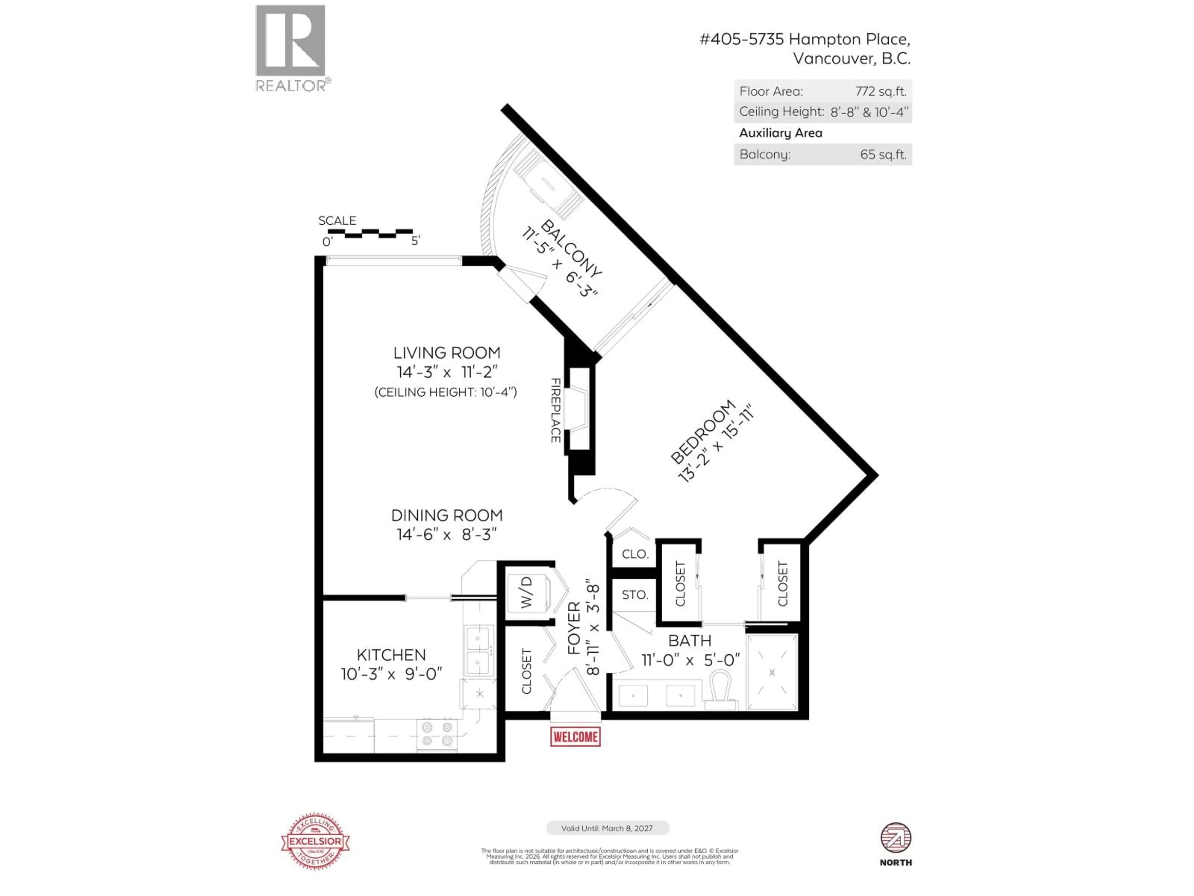 Floor plan for 405 - 5735 HAMPTON PLACE, Vancouver British Columbia V6T2G8