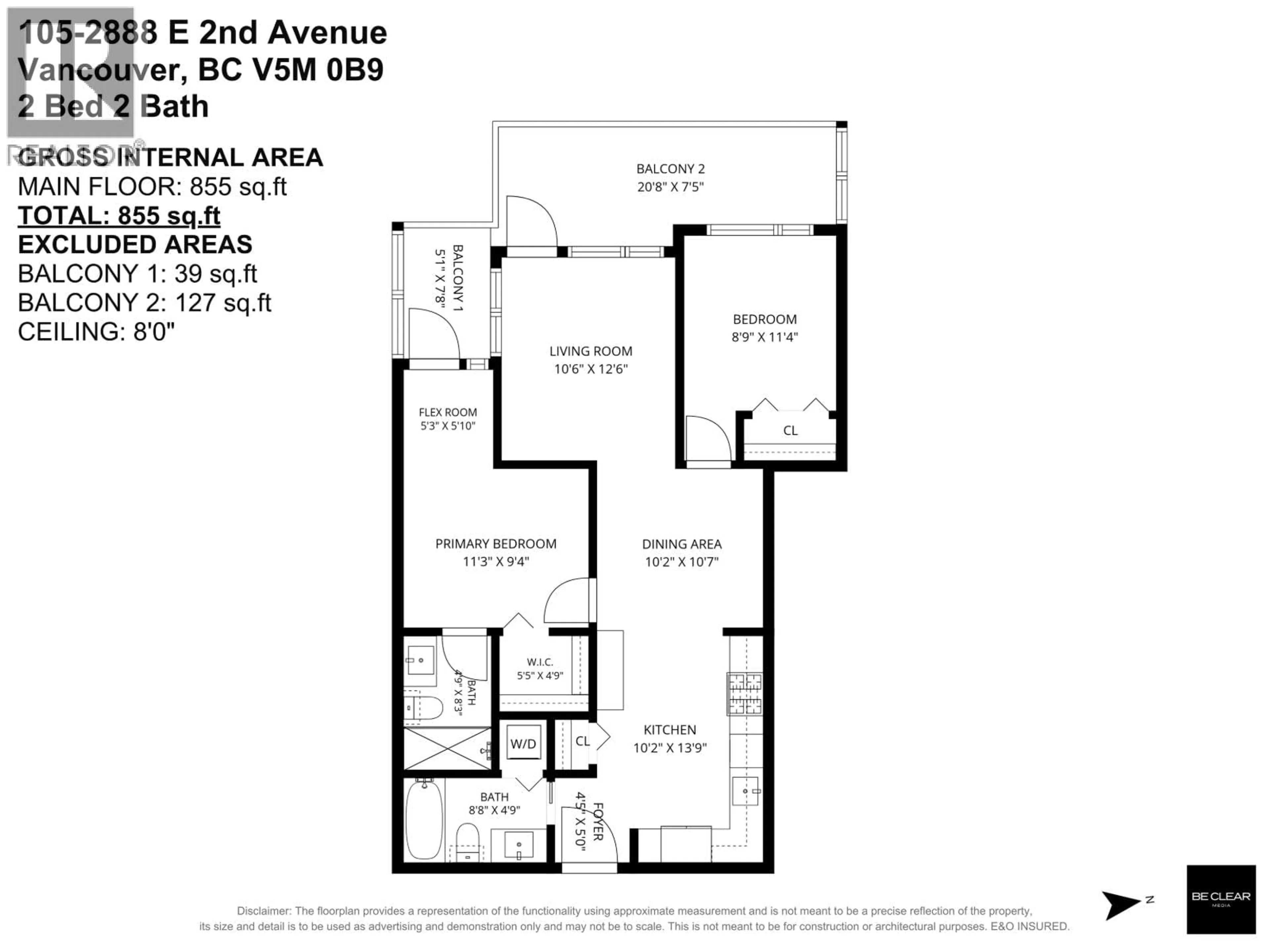 Floor plan for 105 - 2888 2ND AVENUE, Vancouver British Columbia V5M0B9