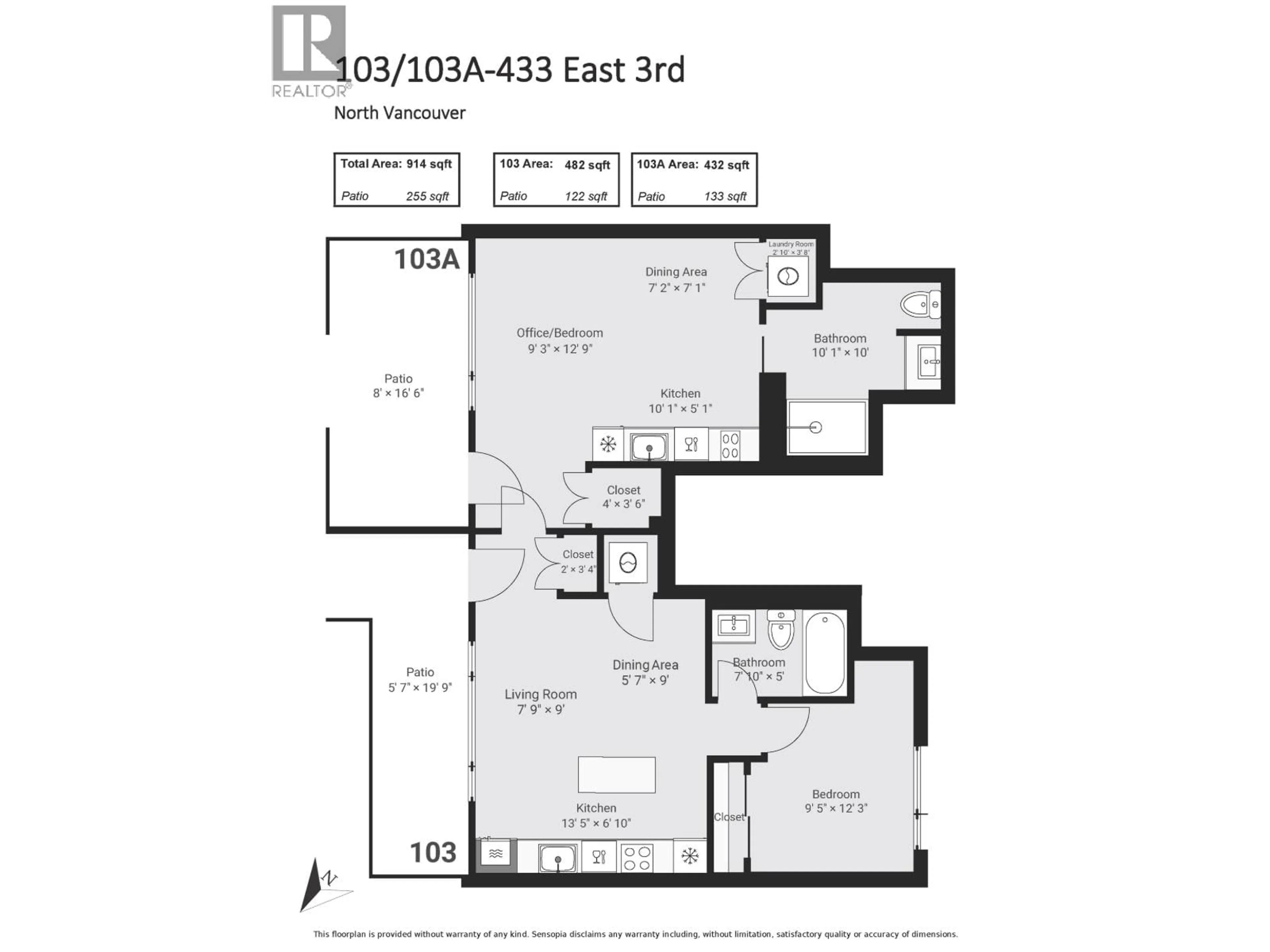 Floor plan for 103 - 433 3RD STREET, North Vancouver British Columbia V7L1G3