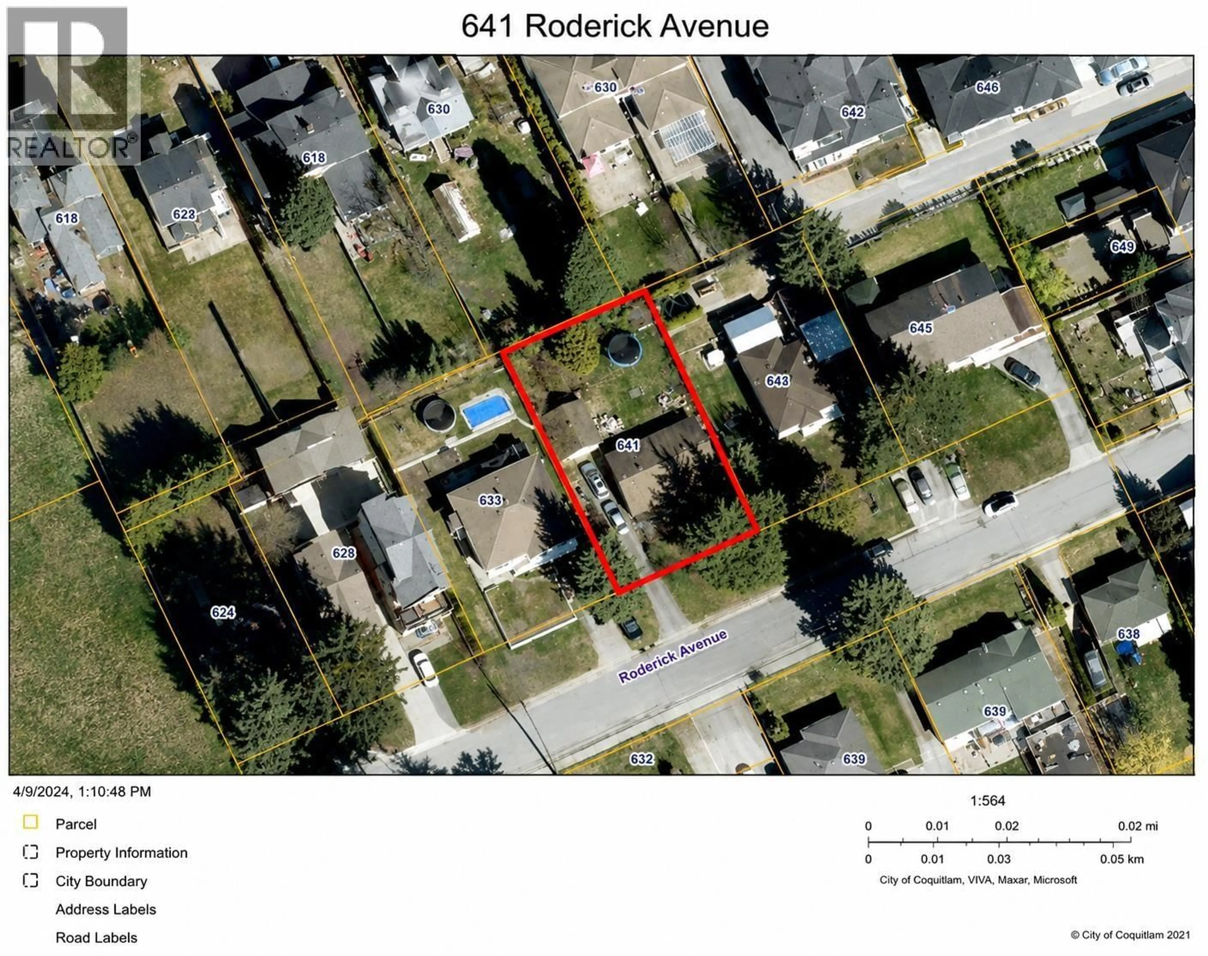 Picture of a map for 641 RODERICK AVENUE, Coquitlam British Columbia V3K1P3
