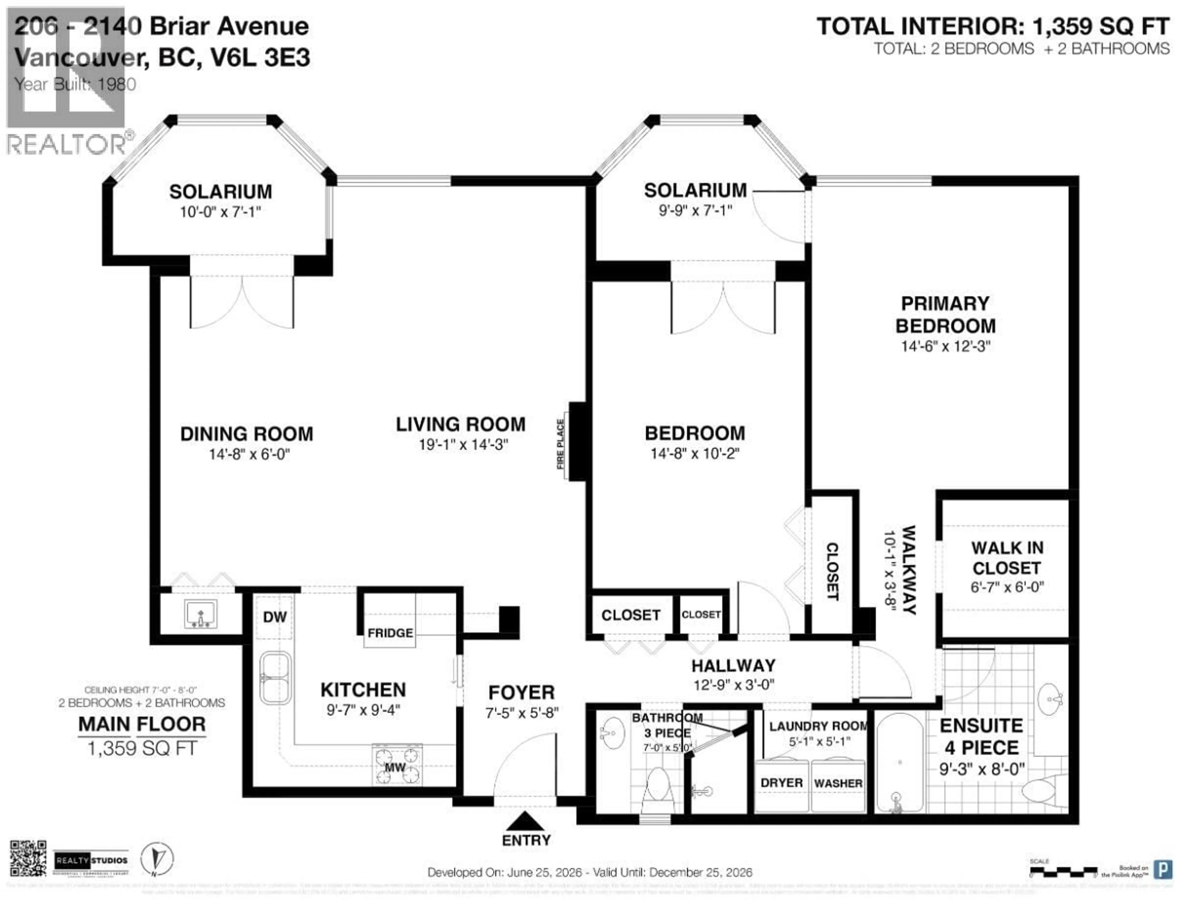 Floor plan for 206 - 2140 BRIAR AVENUE, Vancouver British Columbia V6L3E3