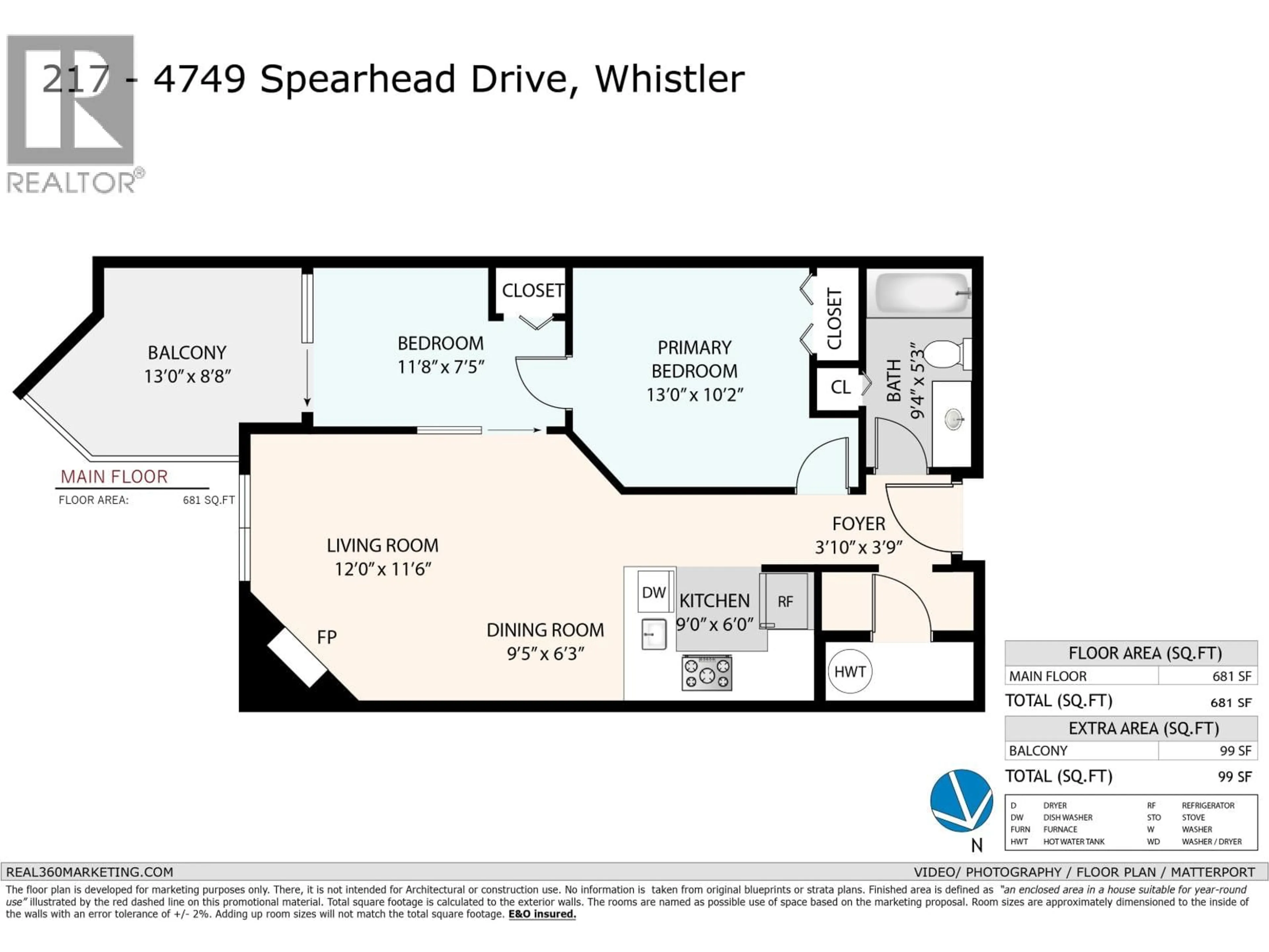 Floor plan for 217 - 4749 SPEARHEAD DRIVE, Whistler British Columbia V8E1E9