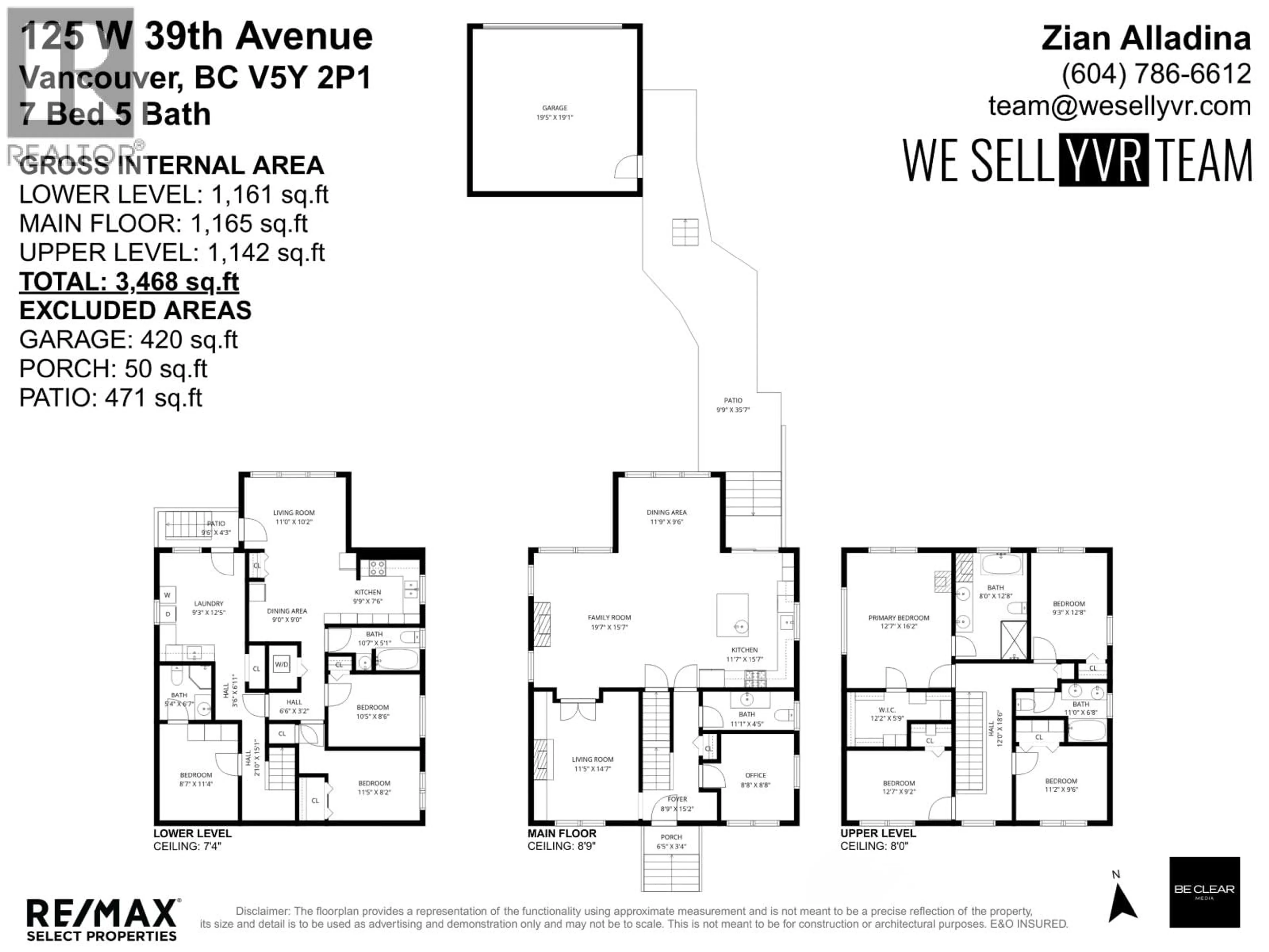 Floor plan for 125 39TH AVENUE, Vancouver British Columbia V5Y2P1