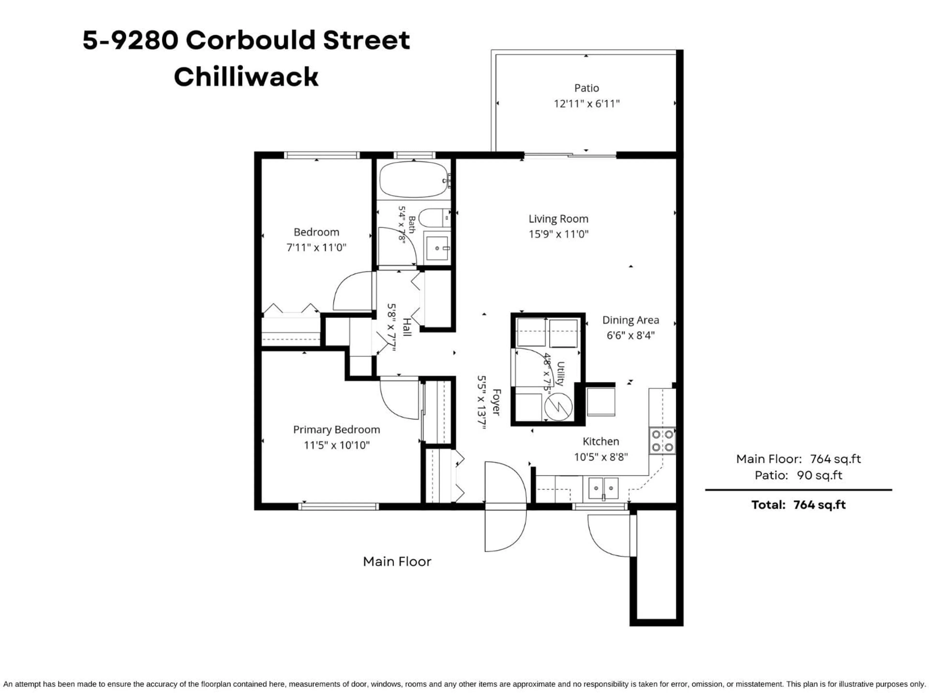 Floor plan for 5 - 9280 CORBOULD STREET, Chilliwack British Columbia V2P4A5