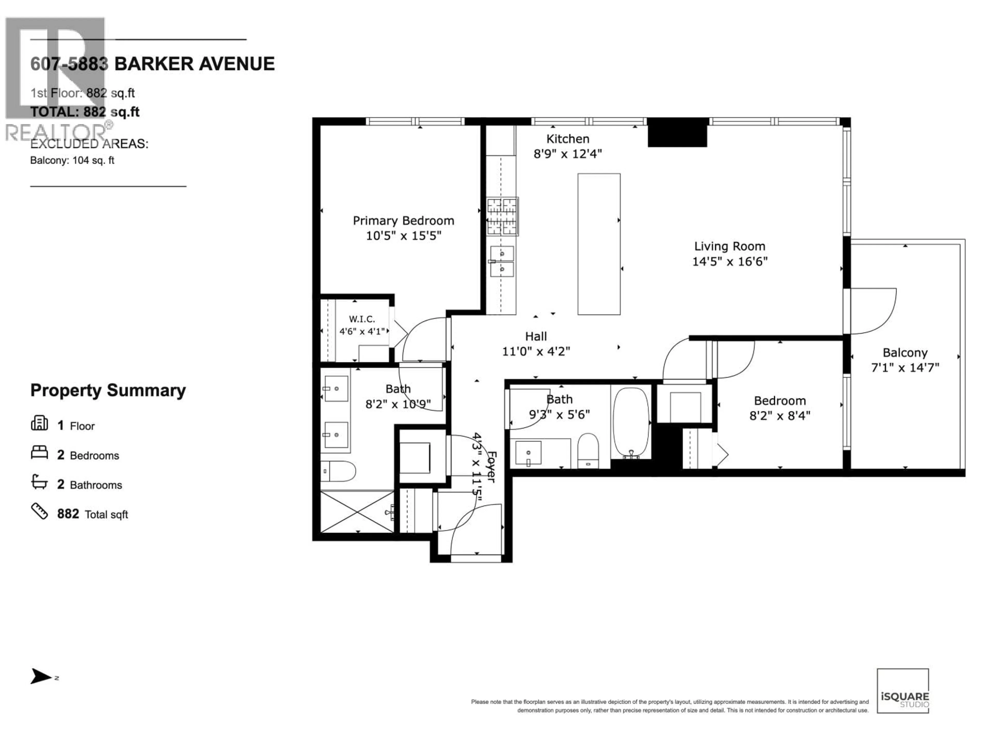 Floor plan for 607 - 5883 BARKER AVENUE, Burnaby British Columbia V5H0G4