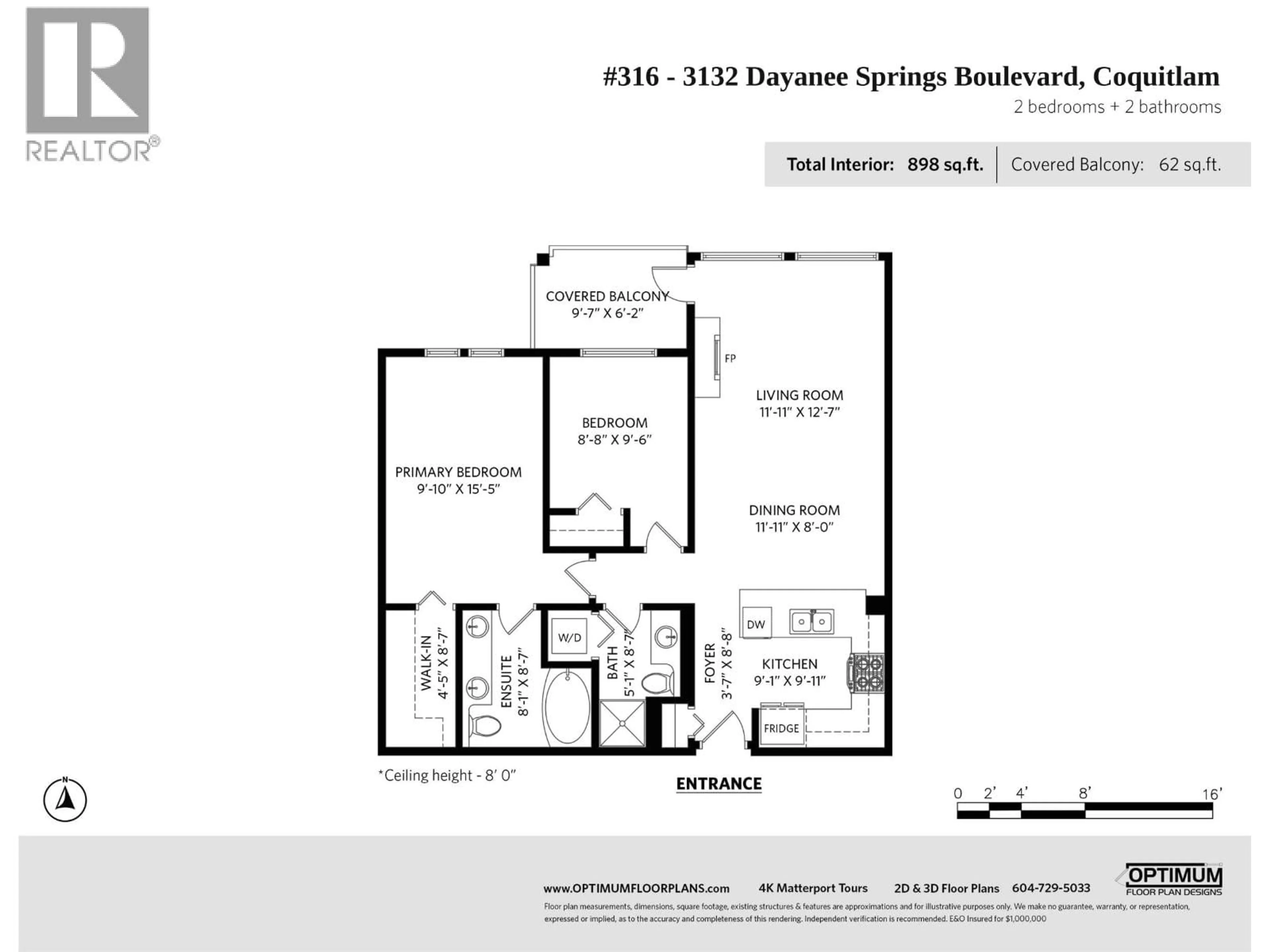 Floor plan for 316 - 3132 DAYANEE SPRINGS BOULEVARD, Coquitlam British Columbia V3E0B5