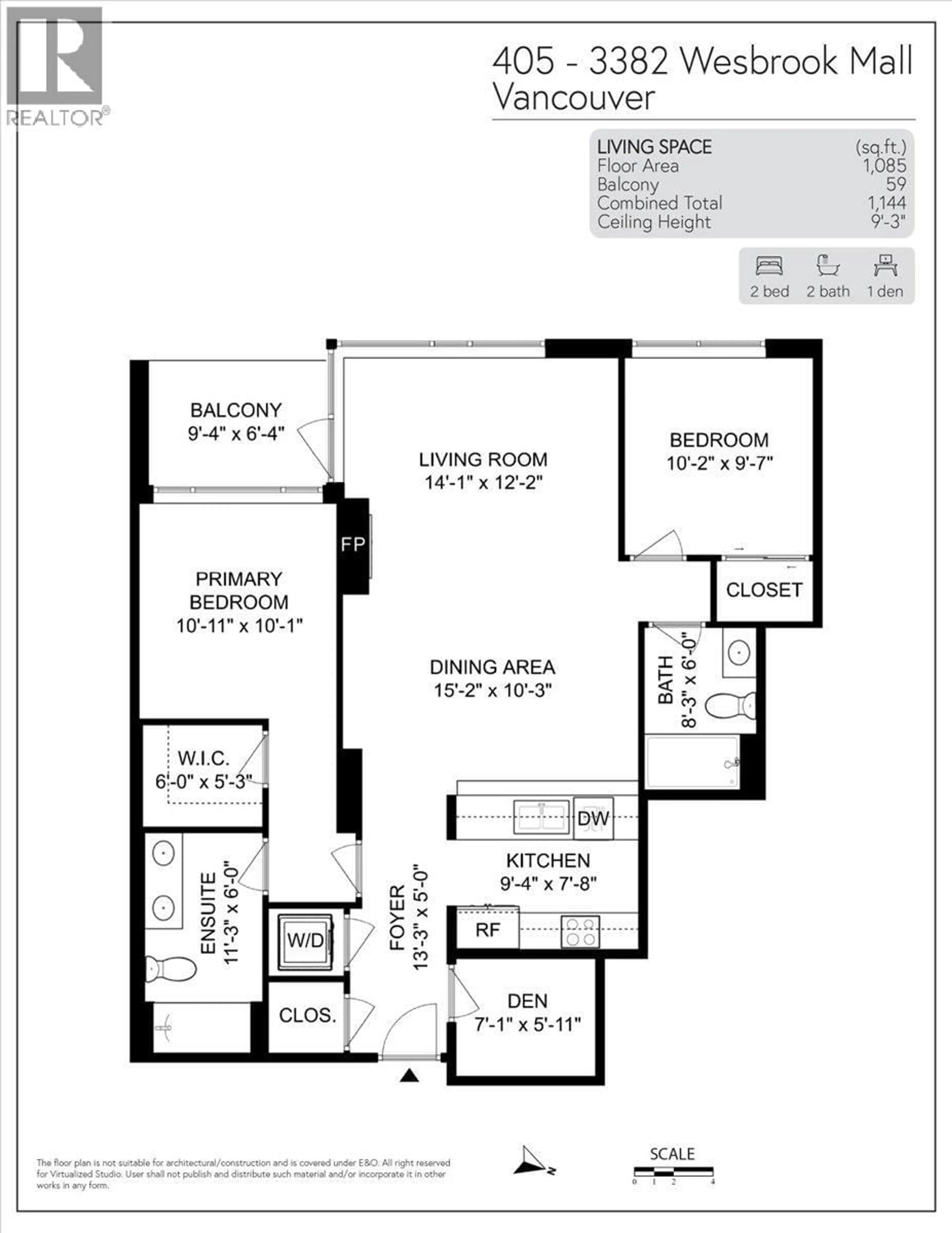 Floor plan for 405 - 3382 WESBROOK MALL, Vancouver British Columbia V6S0A7
