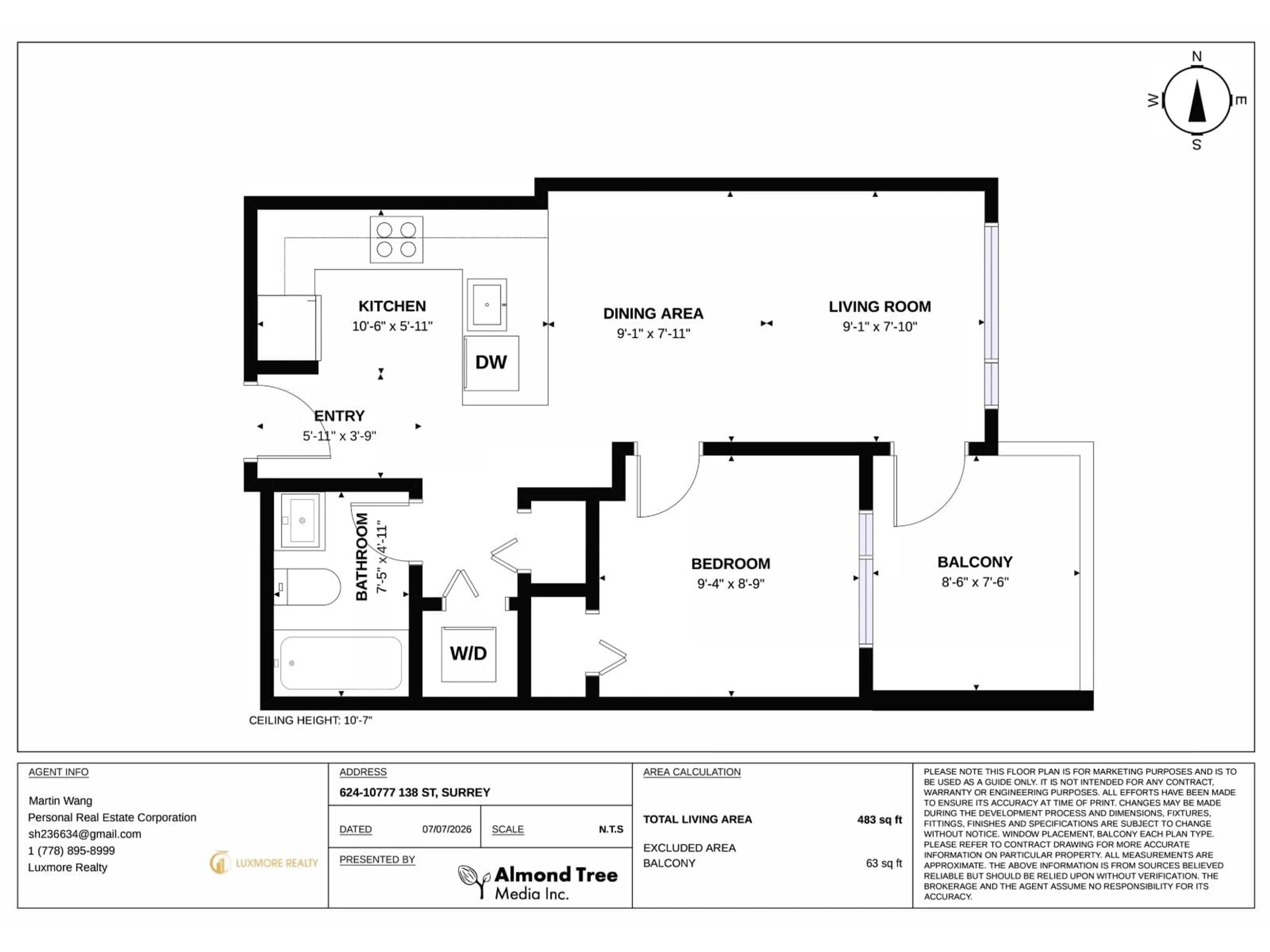 Floor plan for 624 - 10777 138 STREET, Surrey British Columbia V3T0T5