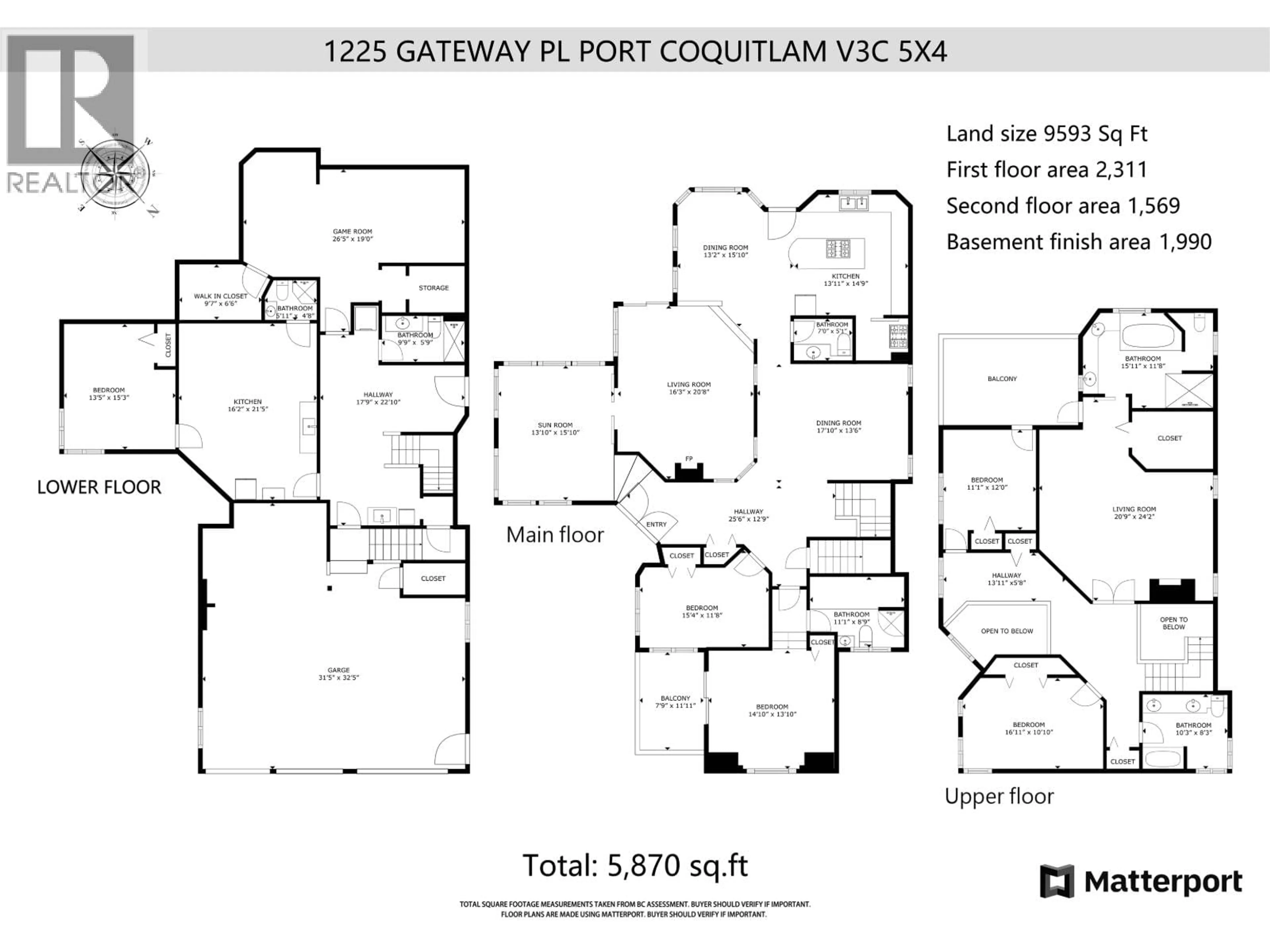 Floor plan for 1225 GATEWAY PLACE, Port Coquitlam British Columbia V3C5X4