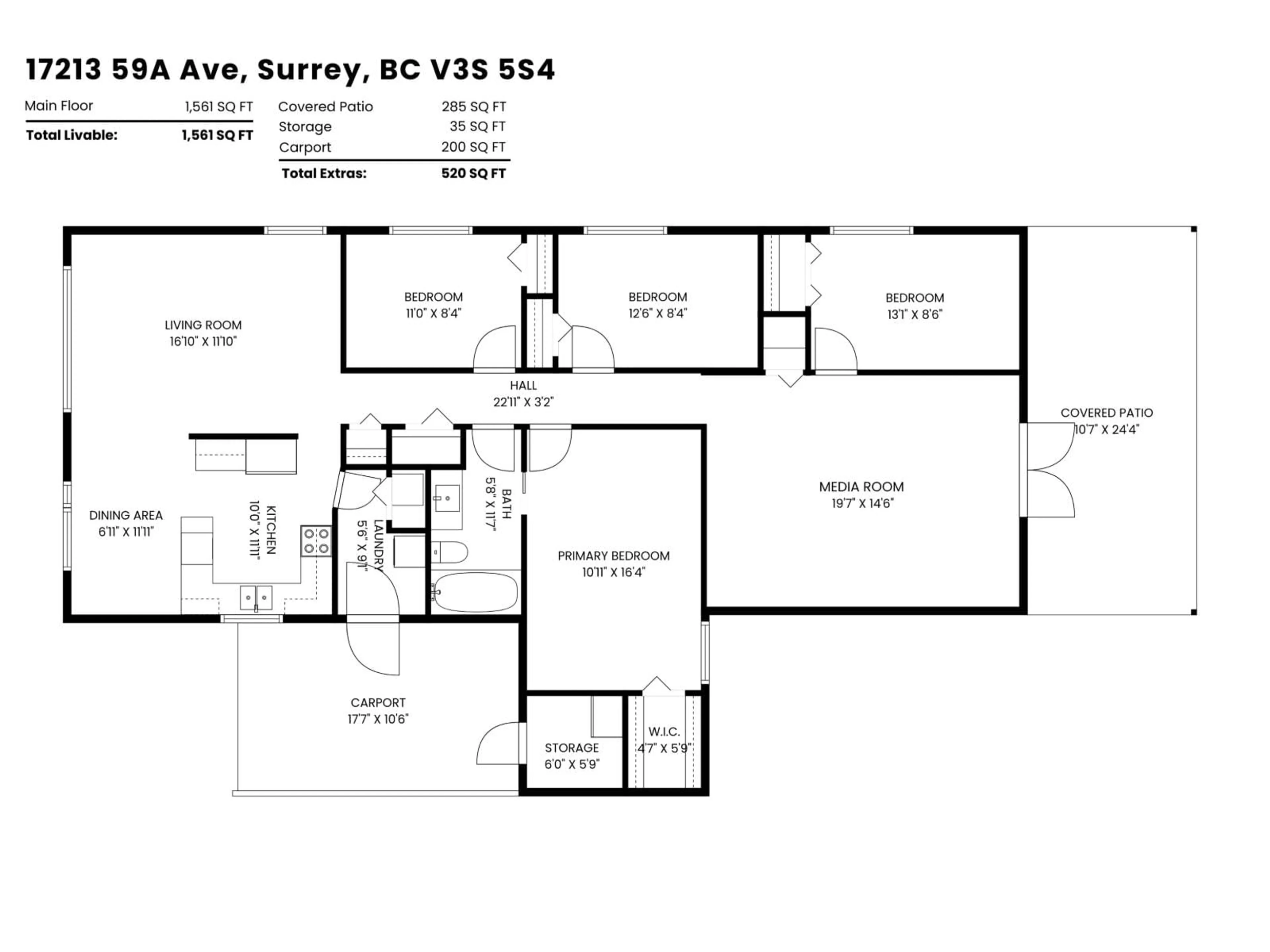 Floor plan for 17213 59A AVENUE, Surrey British Columbia V3S5S4