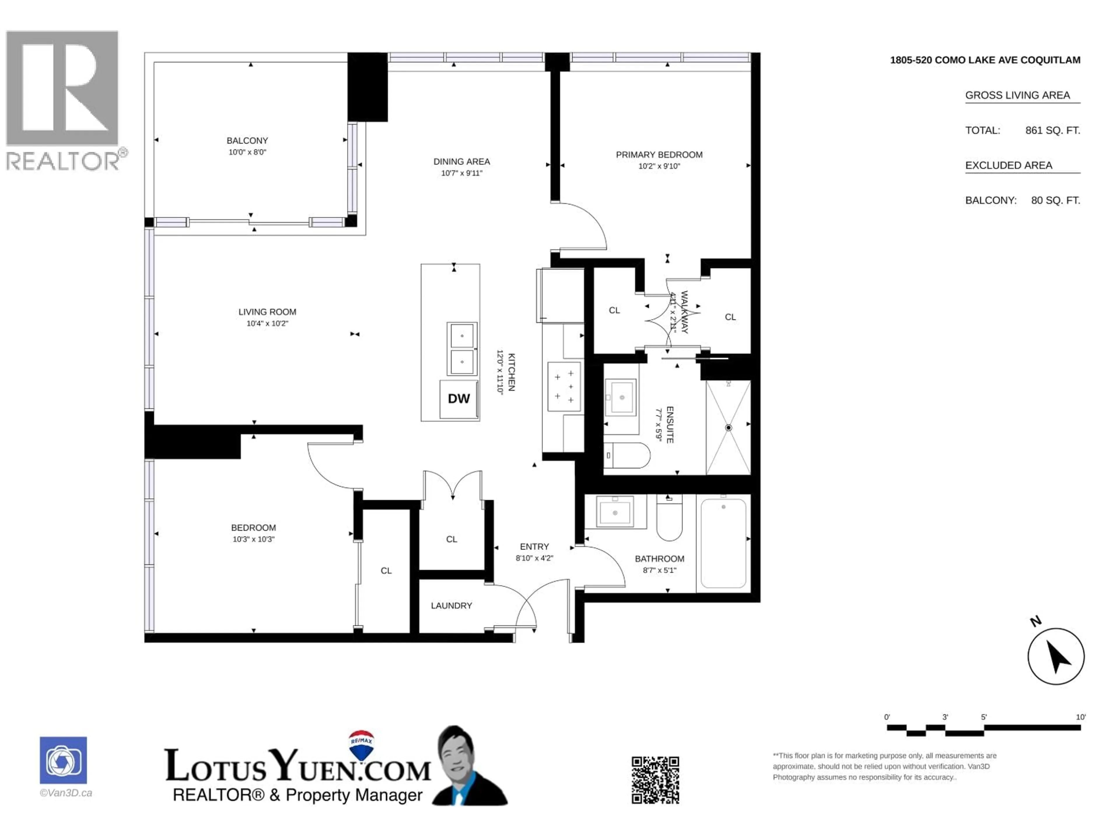 Floor plan for 1805 - 520 COMO LAKE AVENUE, Coquitlam British Columbia V3J0E8