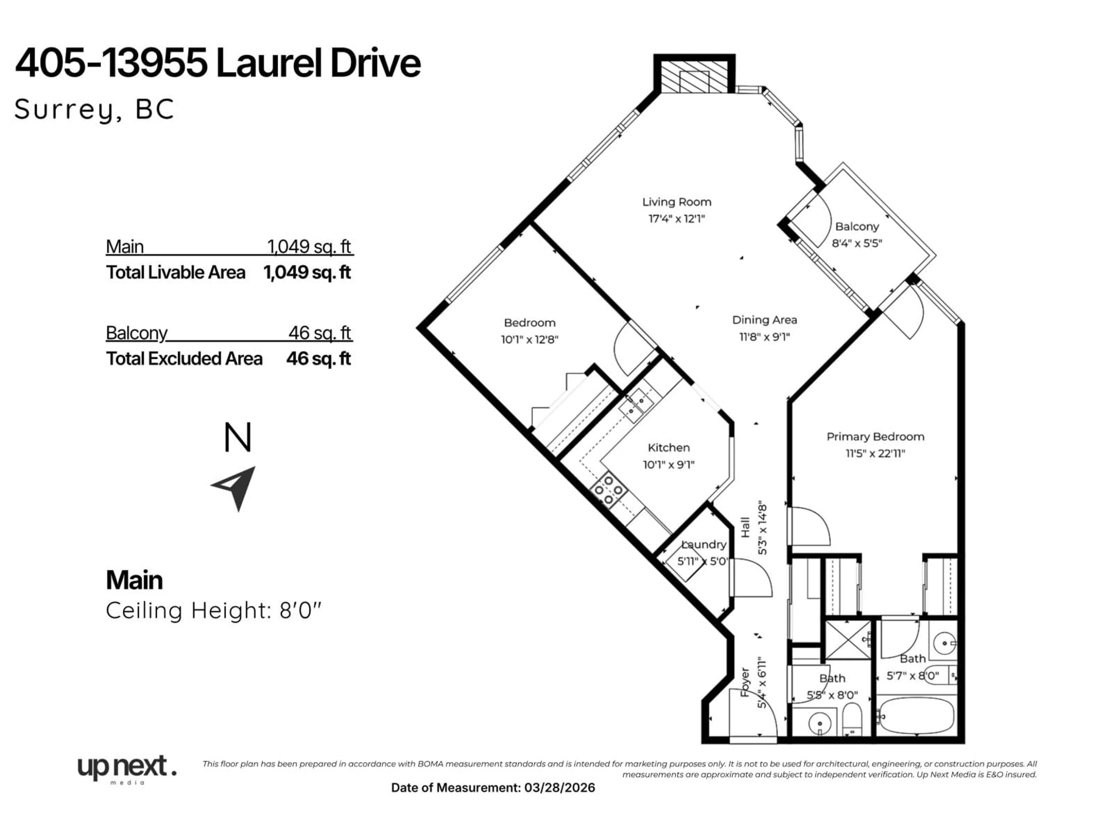 Floor plan for 405 - 13955 LAUREL DRIVE, Surrey British Columbia V3T1A8